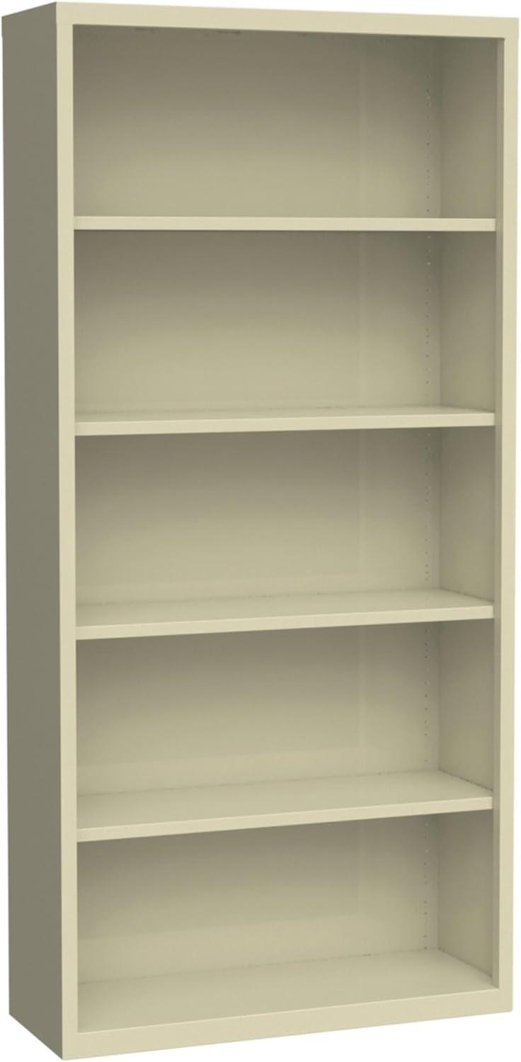 Adjustable Putty Steel 72" Bookcase with 6 Shelves