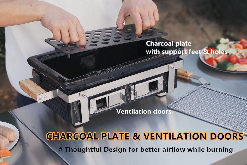 Square16''Charcoal BBQ Grill Hibachi Grill