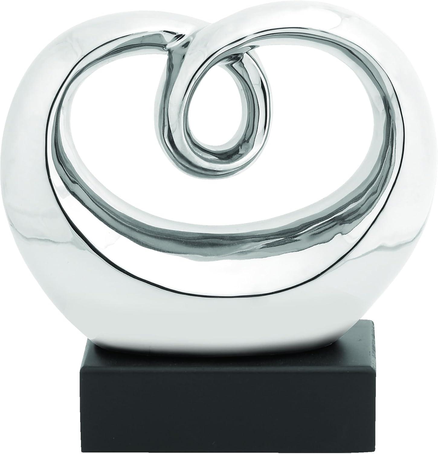 Wrought Studio™ Allye Ceramic Swirl Abstract Decorative Silver Sculpture with Black Base