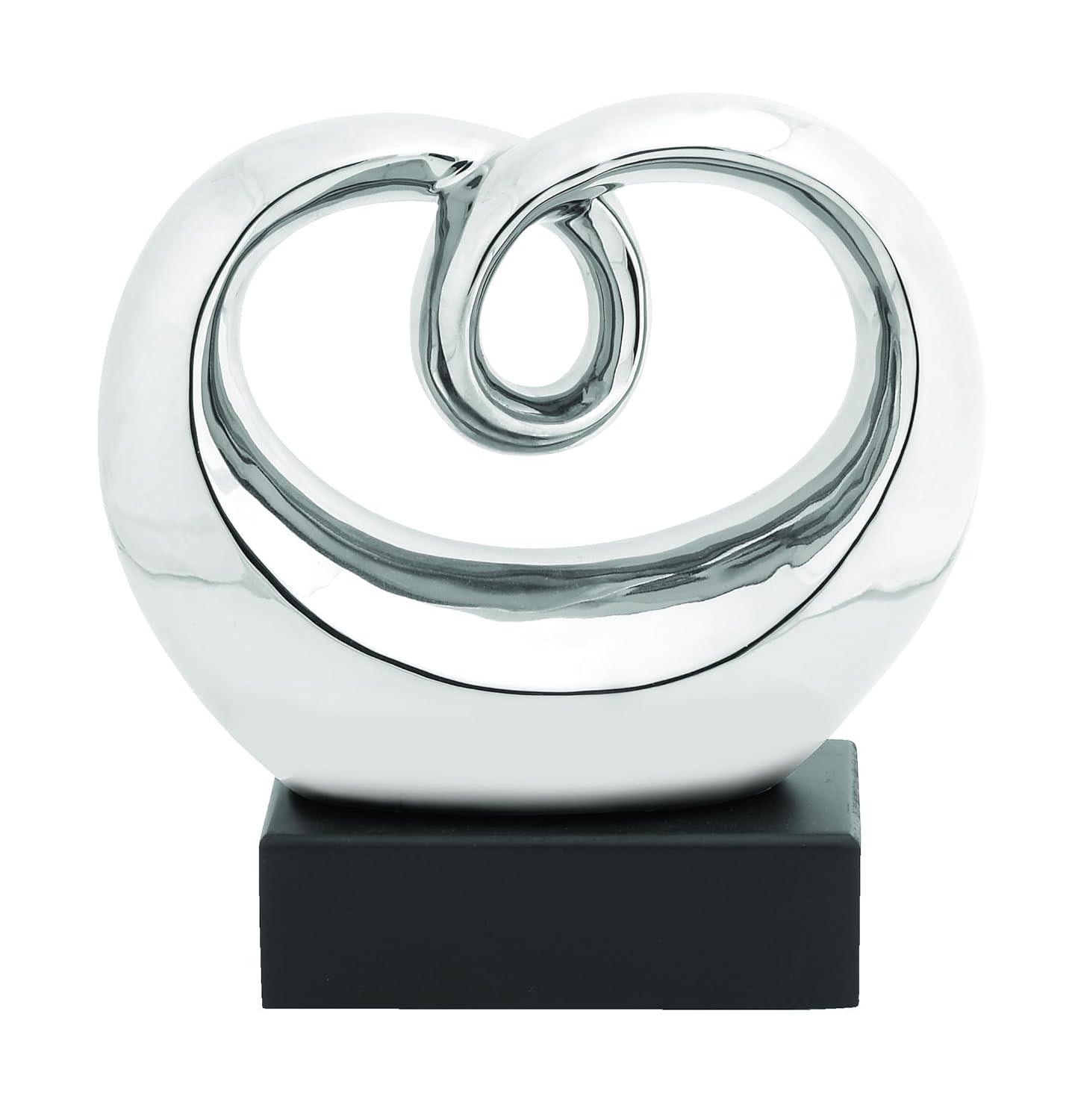 Wrought Studio™ Allye Ceramic Swirl Abstract Decorative Silver Sculpture with Black Base