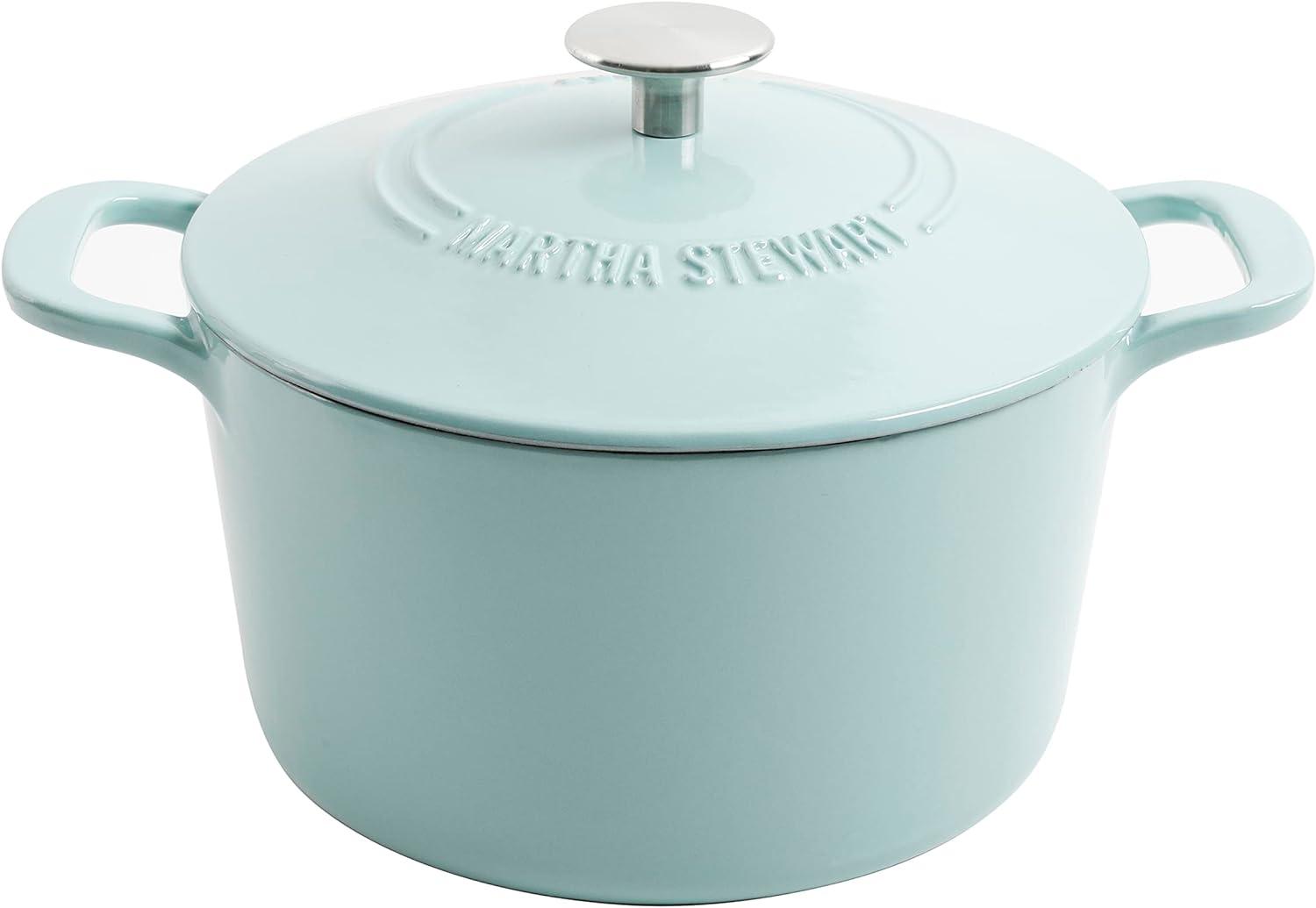 Martha Blue 7qt Enameled Cast Iron Dutch Oven