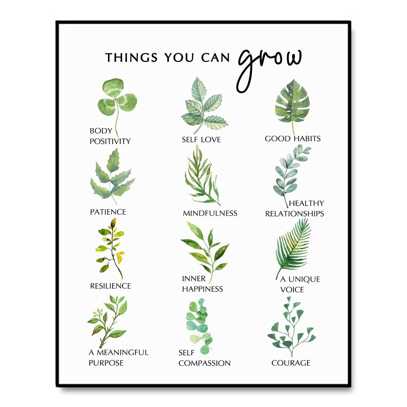 Self Growth Print Mental Health Wall Decor Mindfulness Art Print Therapy Office Decor Counselor Office Wall Art Self Development Poster Things You Can Grow (8x10 inches, Art Print without Frame)