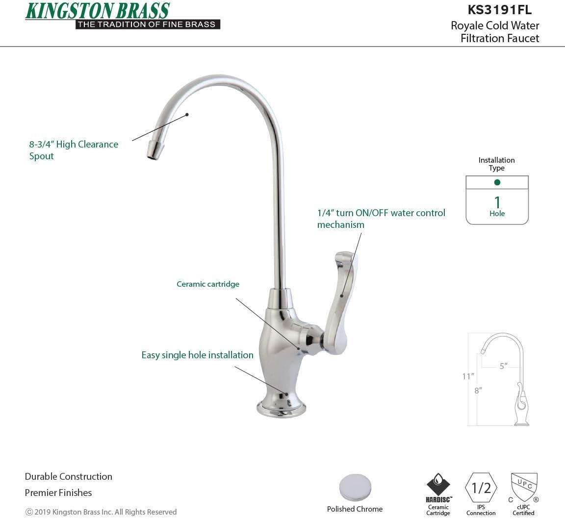 Kingston Brass Royale Single-Handle 1-Hole Deck Mount Water Filtration Faucet