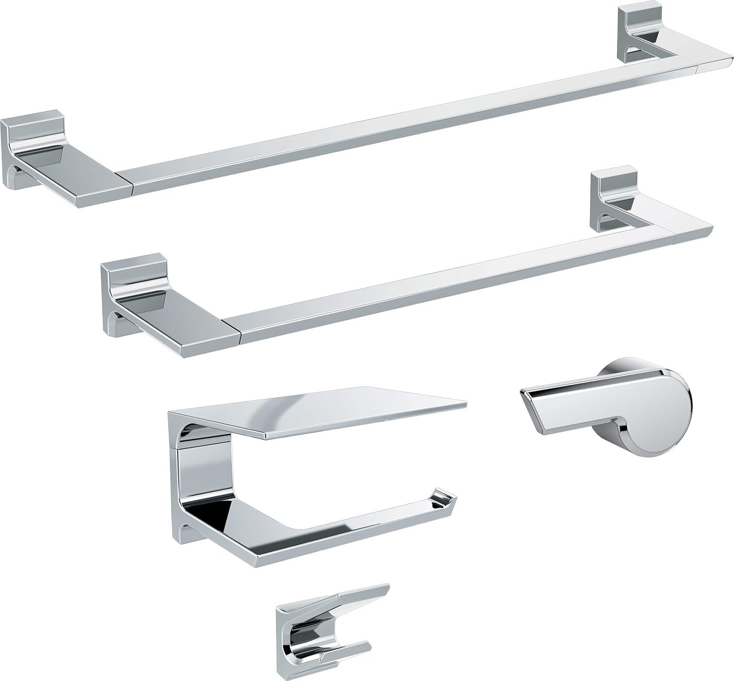 Pivotal Wall Mount Single Post Toilet Paper Holder with Shelf Bath Hardware Accessory