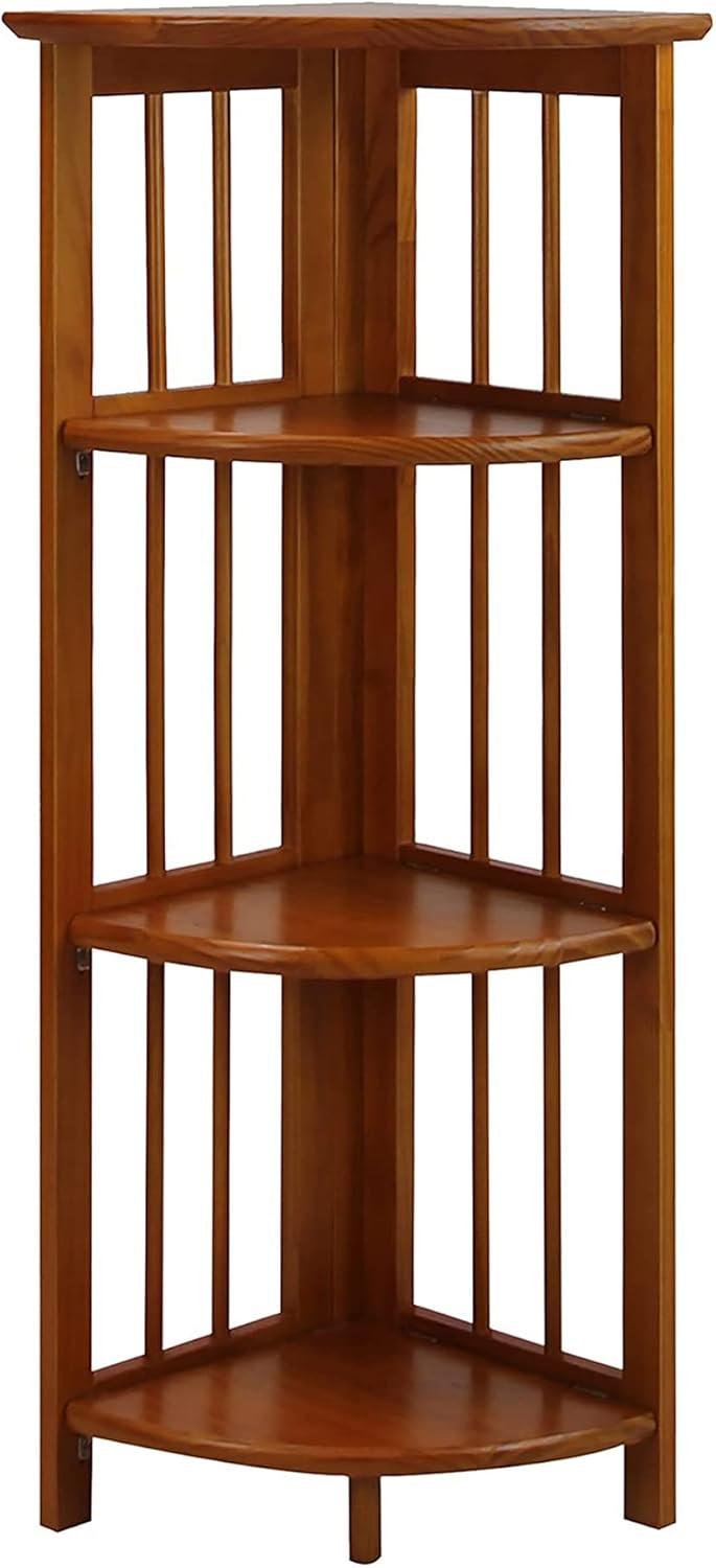 Casual Home 315-15 Wooden 4 Shelf Corner Folding Bookcase, Honey Oak