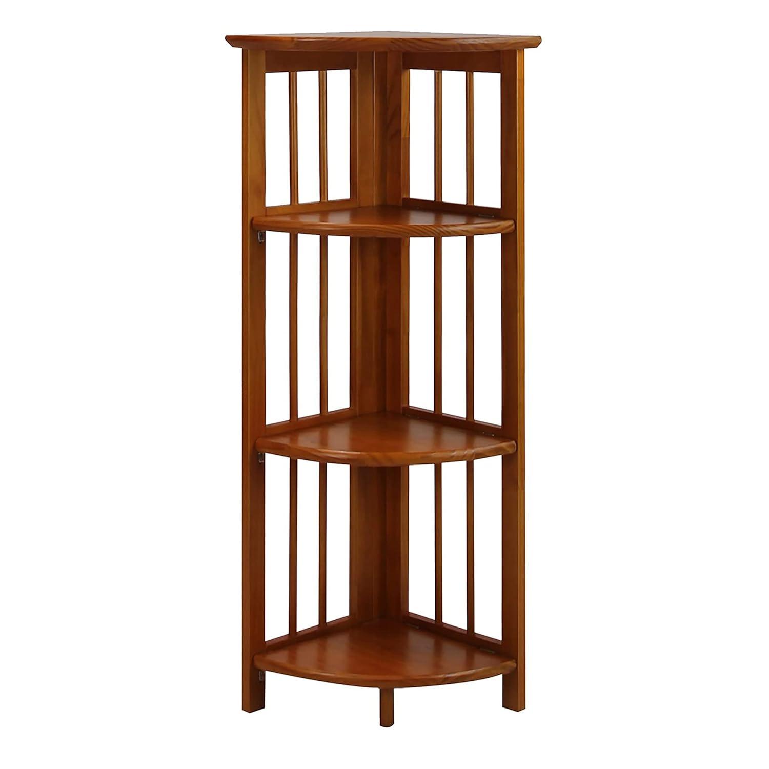 Yu Shan CO USA Ltd  4-tier corner folding bookcase  Honey Oak
