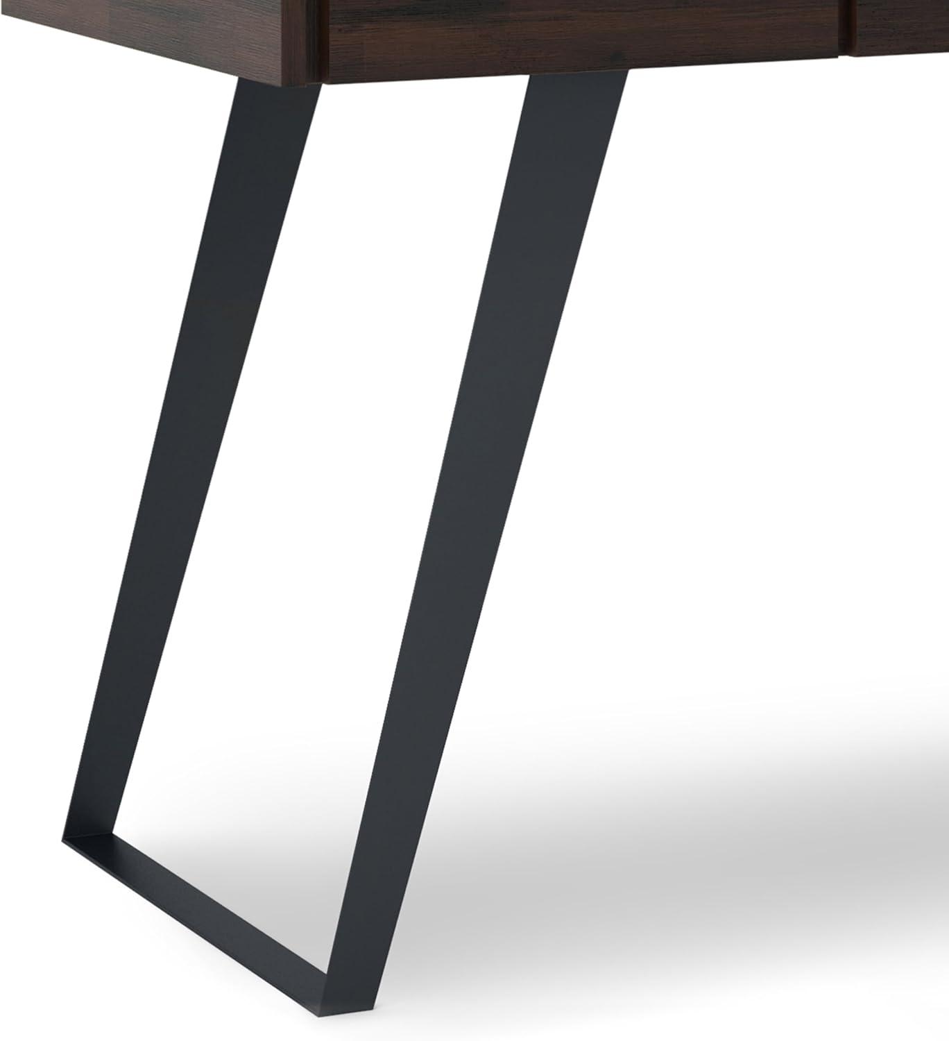 Simpli Home Lowry Solid Acacia Wood Desk In Distressed Hickory Brown