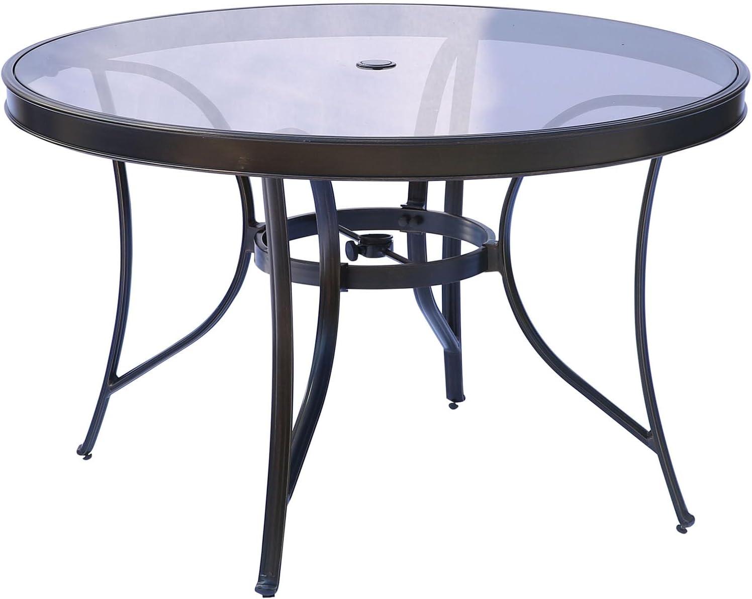 Hanover Fontana 5-Piece Aluminum Outdoor Dining Set with a Glass-Top Dining Table, Seats 4