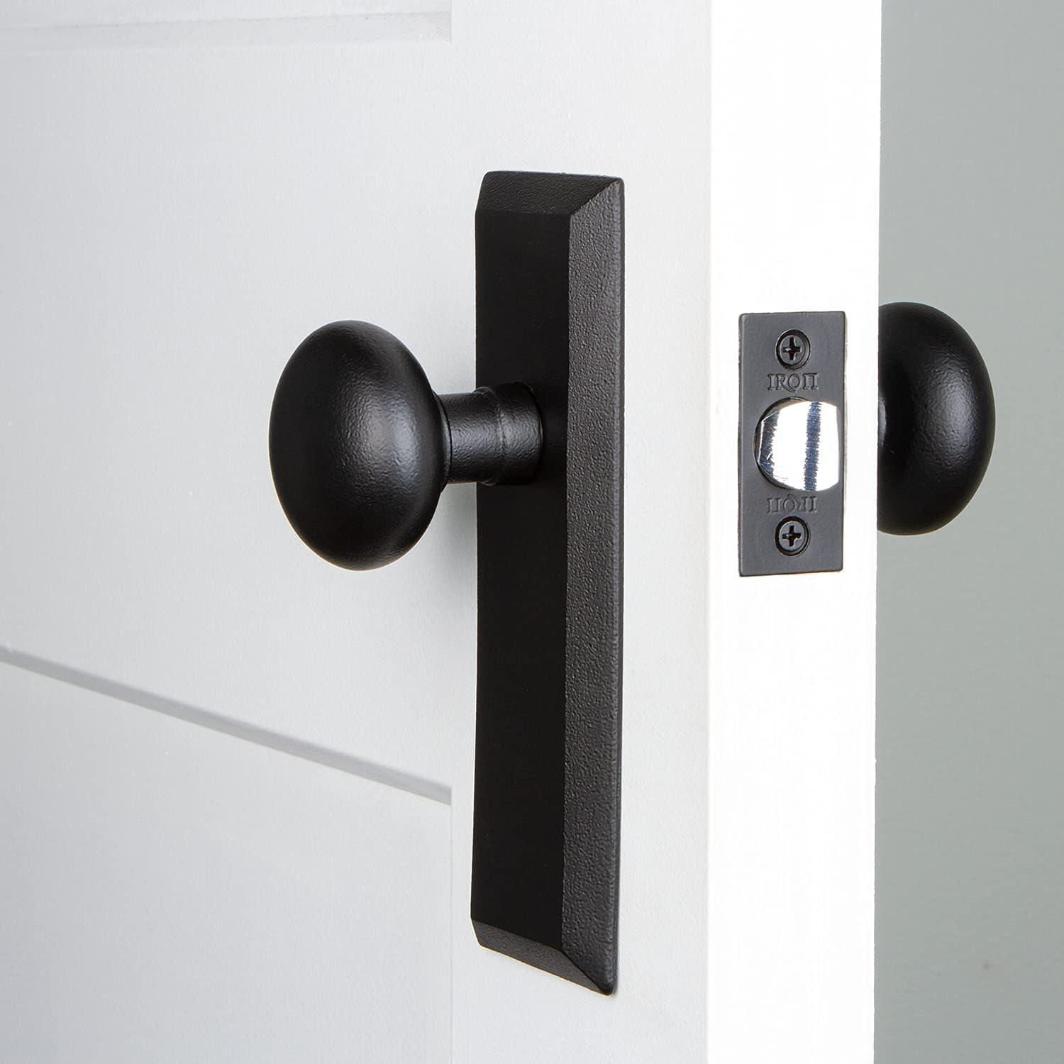 Matte Black Iron Long Plate Privacy Door Knob