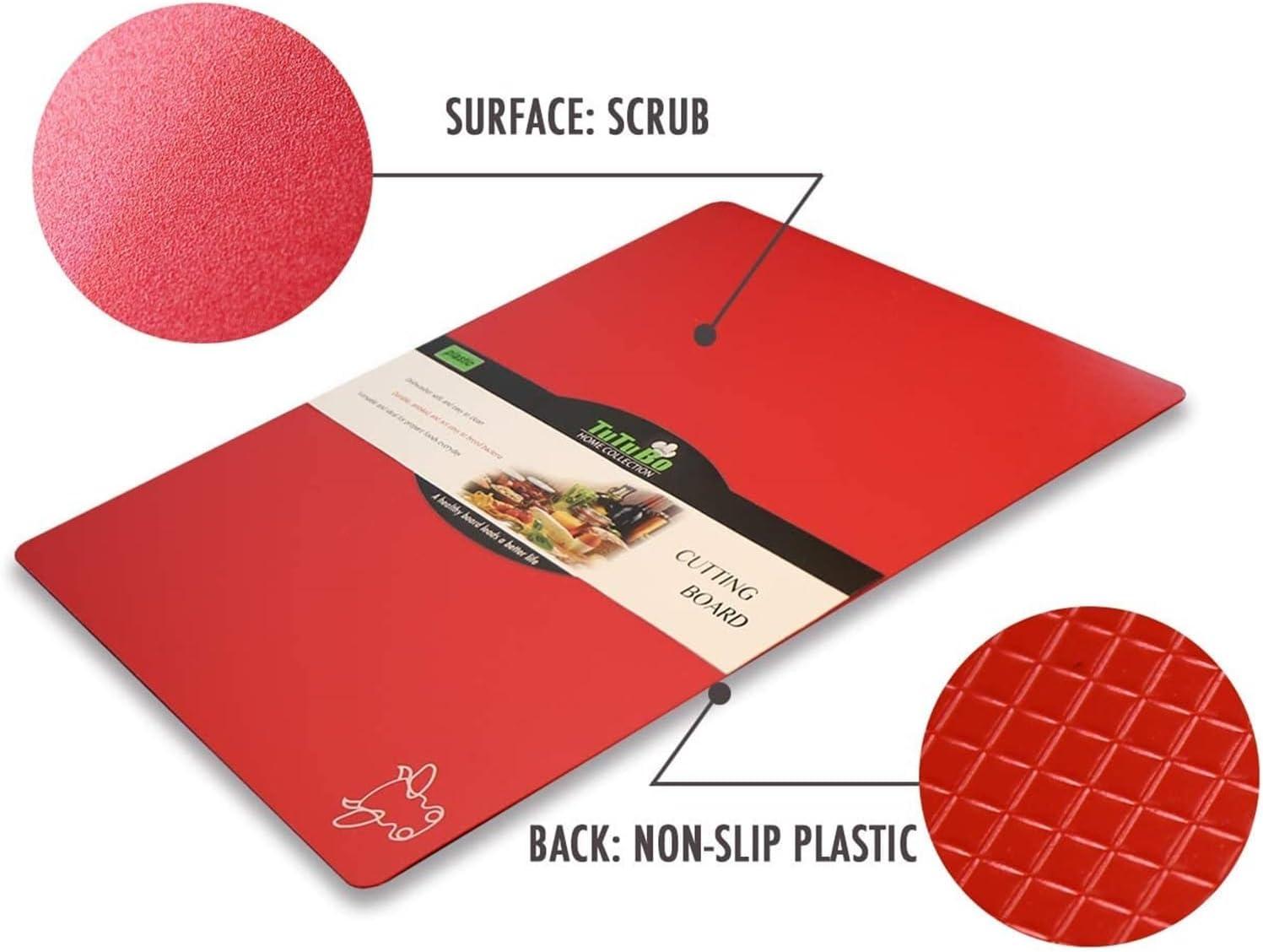 Fotouzy Plastic Cutting Boards for kitchen, Flexible Cutting Mats for Cooking, 100% Non-Slip Cutting Board for Meat and Vegatables, BPA-Free and Dishwasher Safe