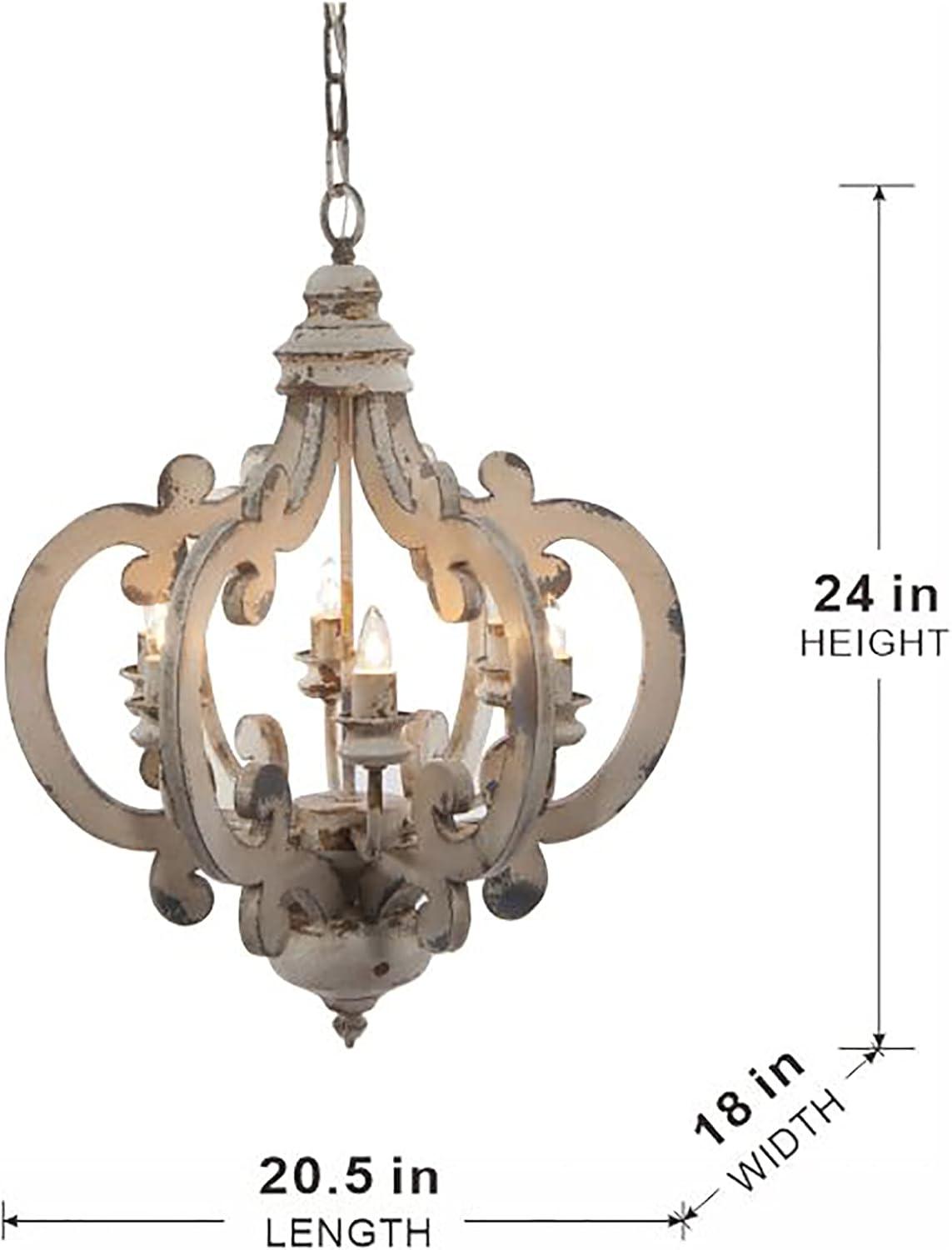 A&B Home Wood Chandelier 6 - Light Farmhouse Pendant Lighting, 21" x 18" x 24"