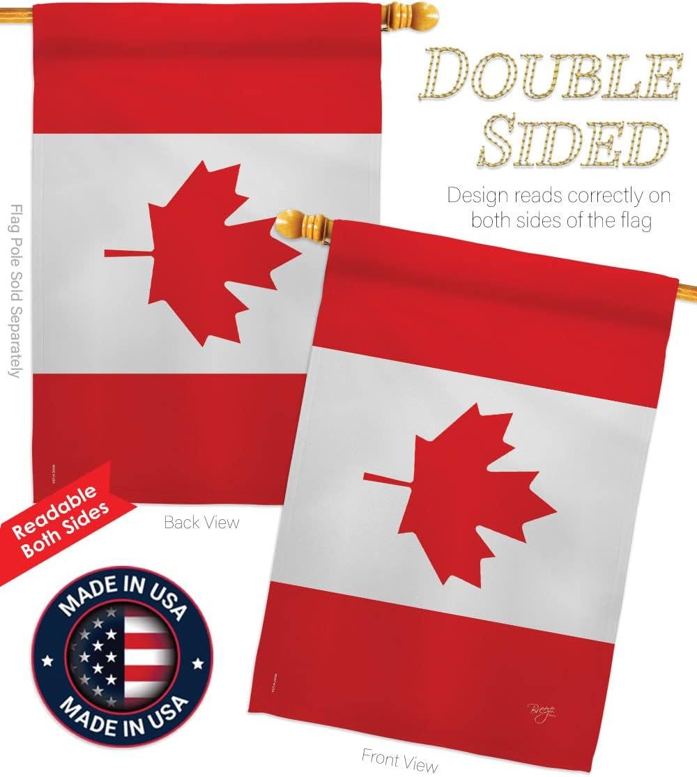 Breeze Decor 08277 Canada Country 2-Sided Vertical Impression House Flag - 28 x 40 in.