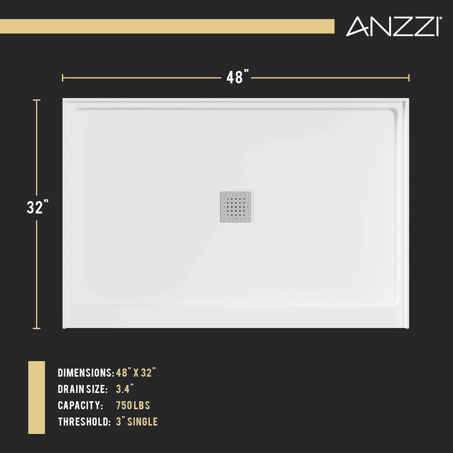 32'' W 48'' D Rectangular Triple Shower Base