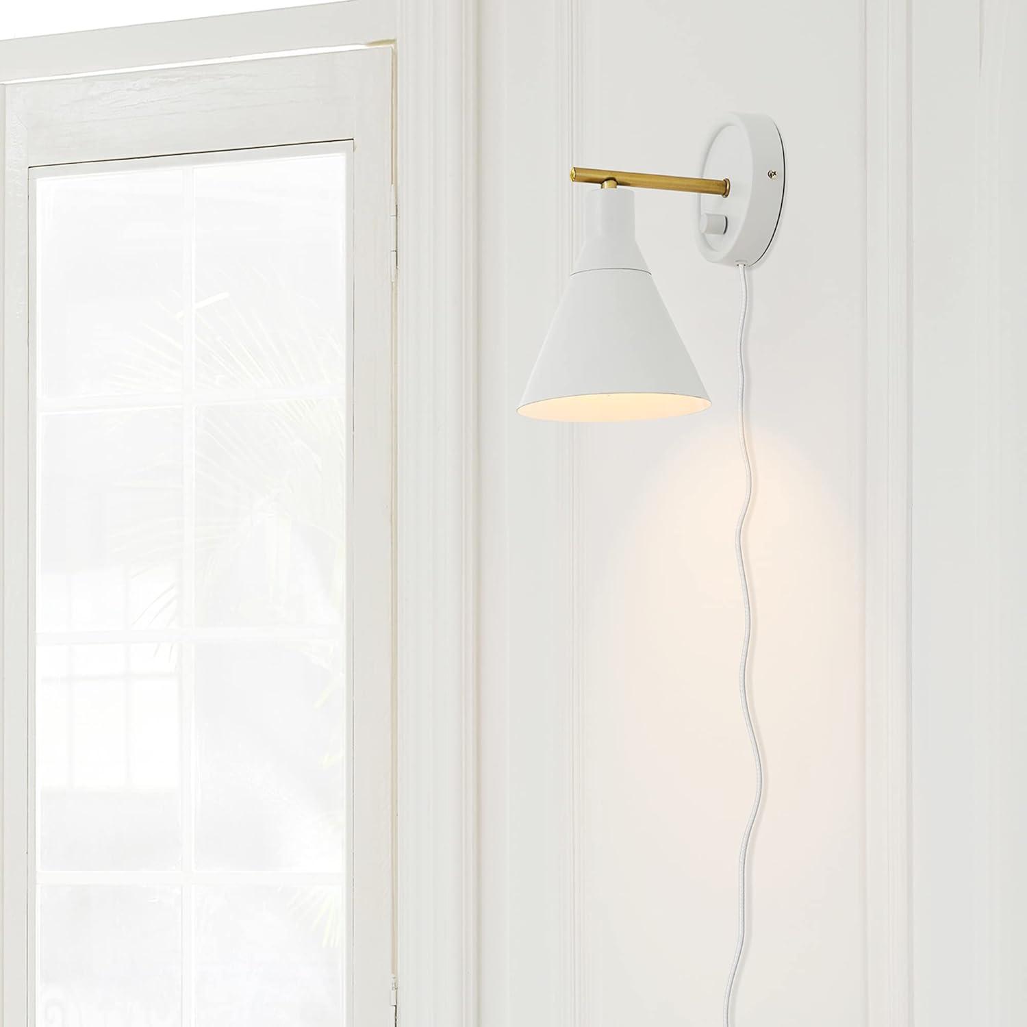 Matte White Brass Accent Dimmable Wall Sconce