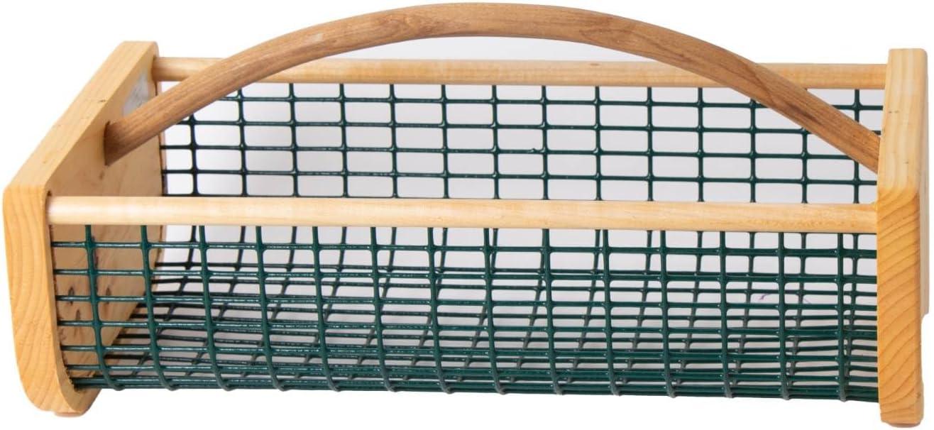 Maine Garden Hod Basket for Vegetable Gardening and Harvest Gathering or Farmhouse Decor, Pine and Oak with PVC Wire Mesh, USA Made, 16 x 9 in