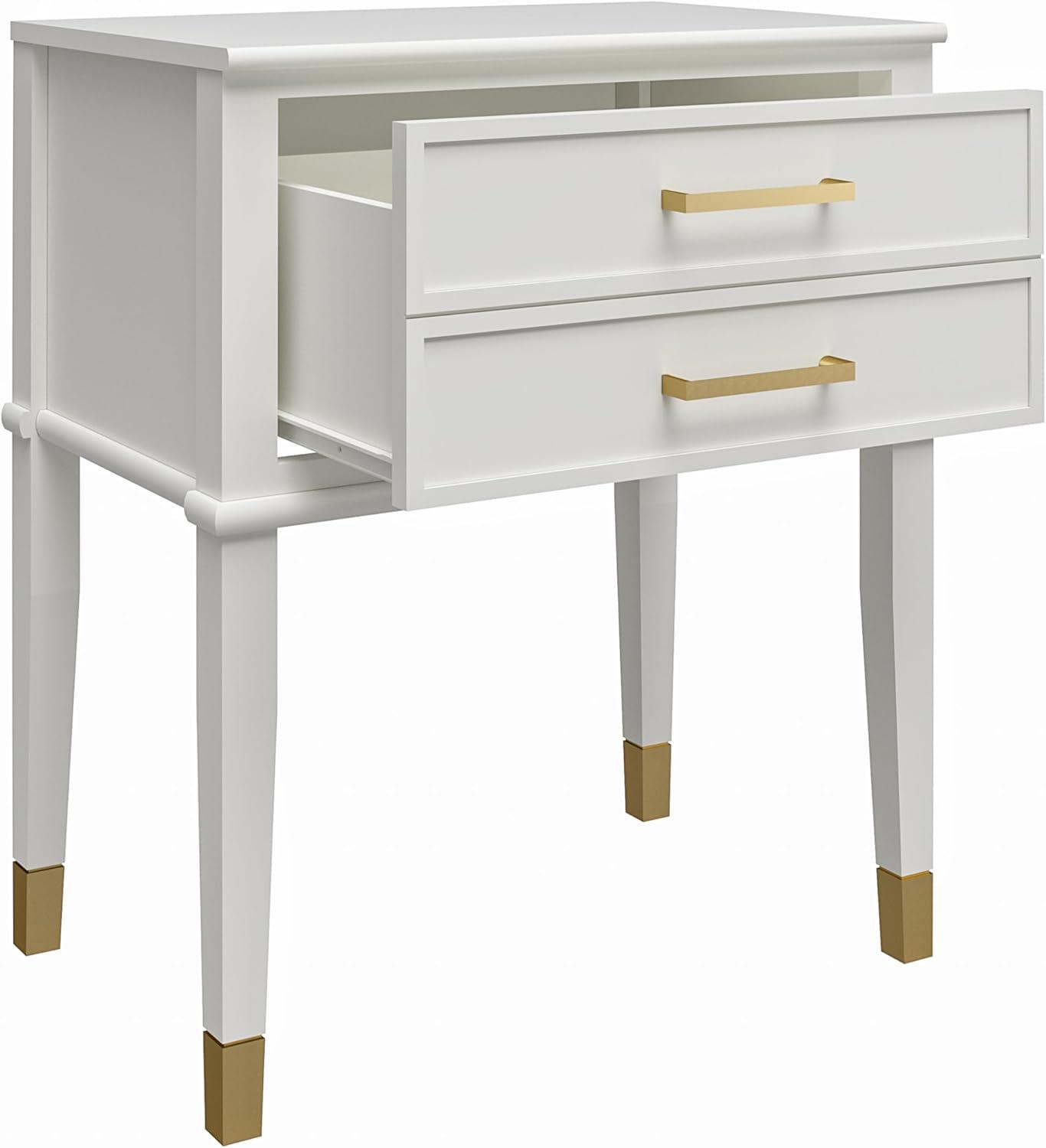 Westerleigh Sophisticated White End Table with Gold Accents