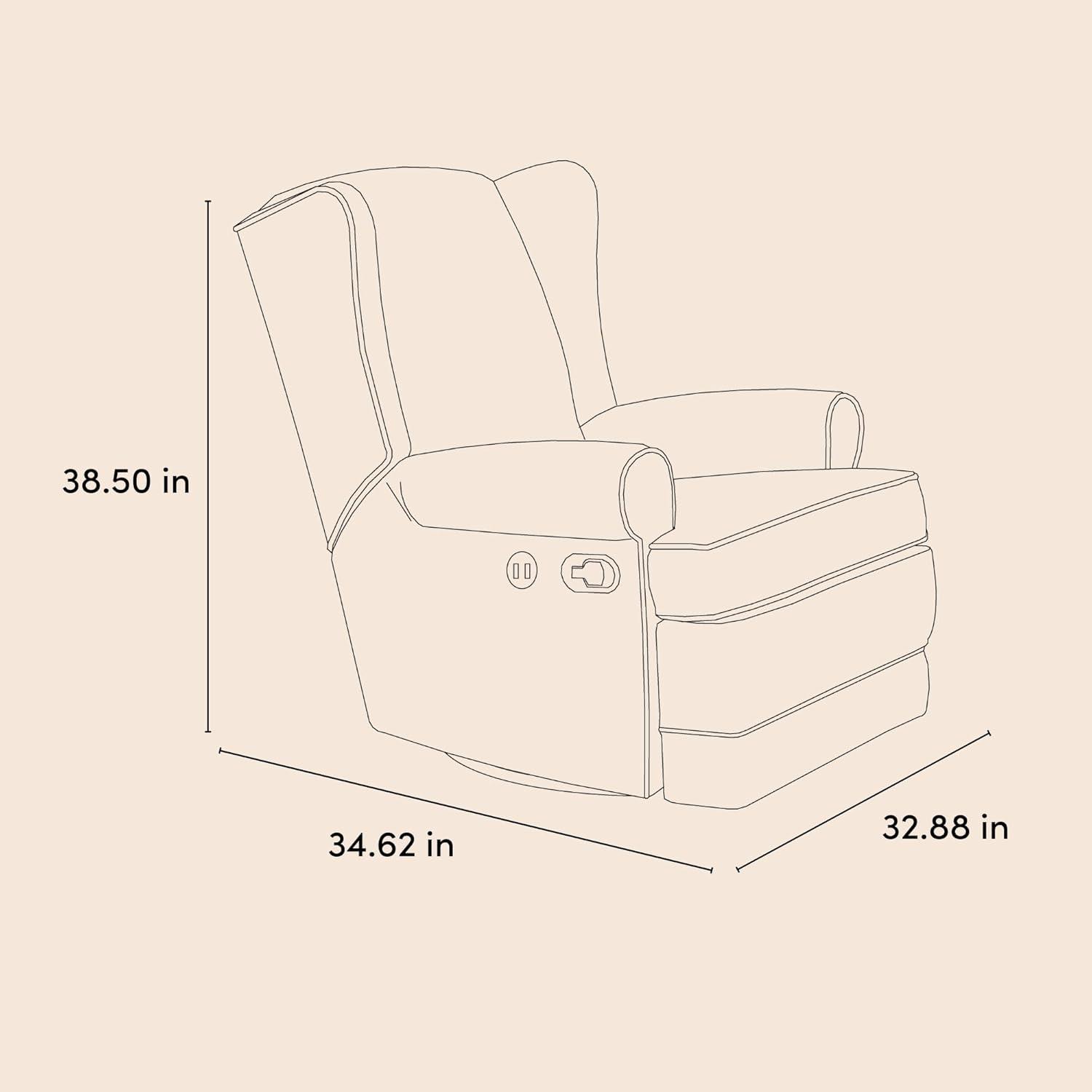 Serenity Swivel Reclining Glider with USB