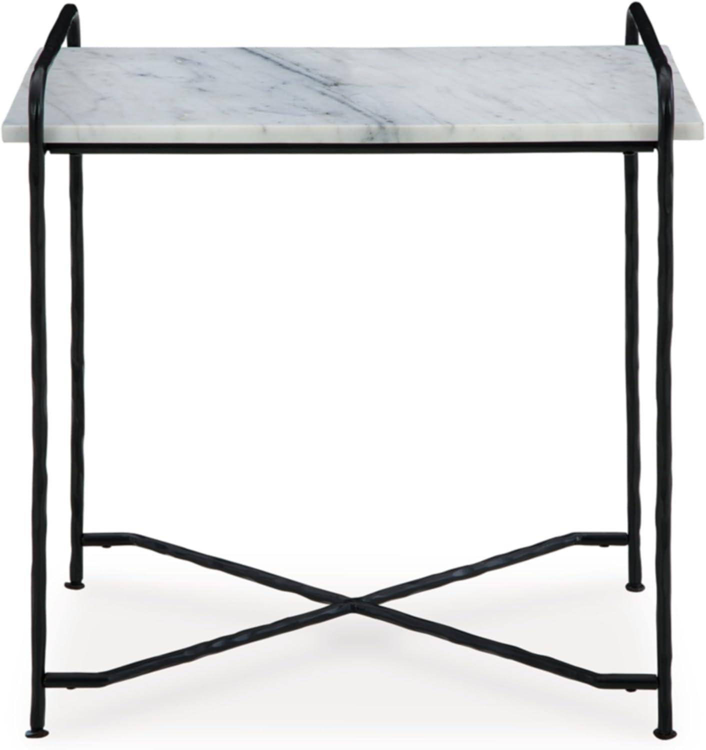 Signature Design by Ashley Ashber Marble Top Accent Table, White & Black