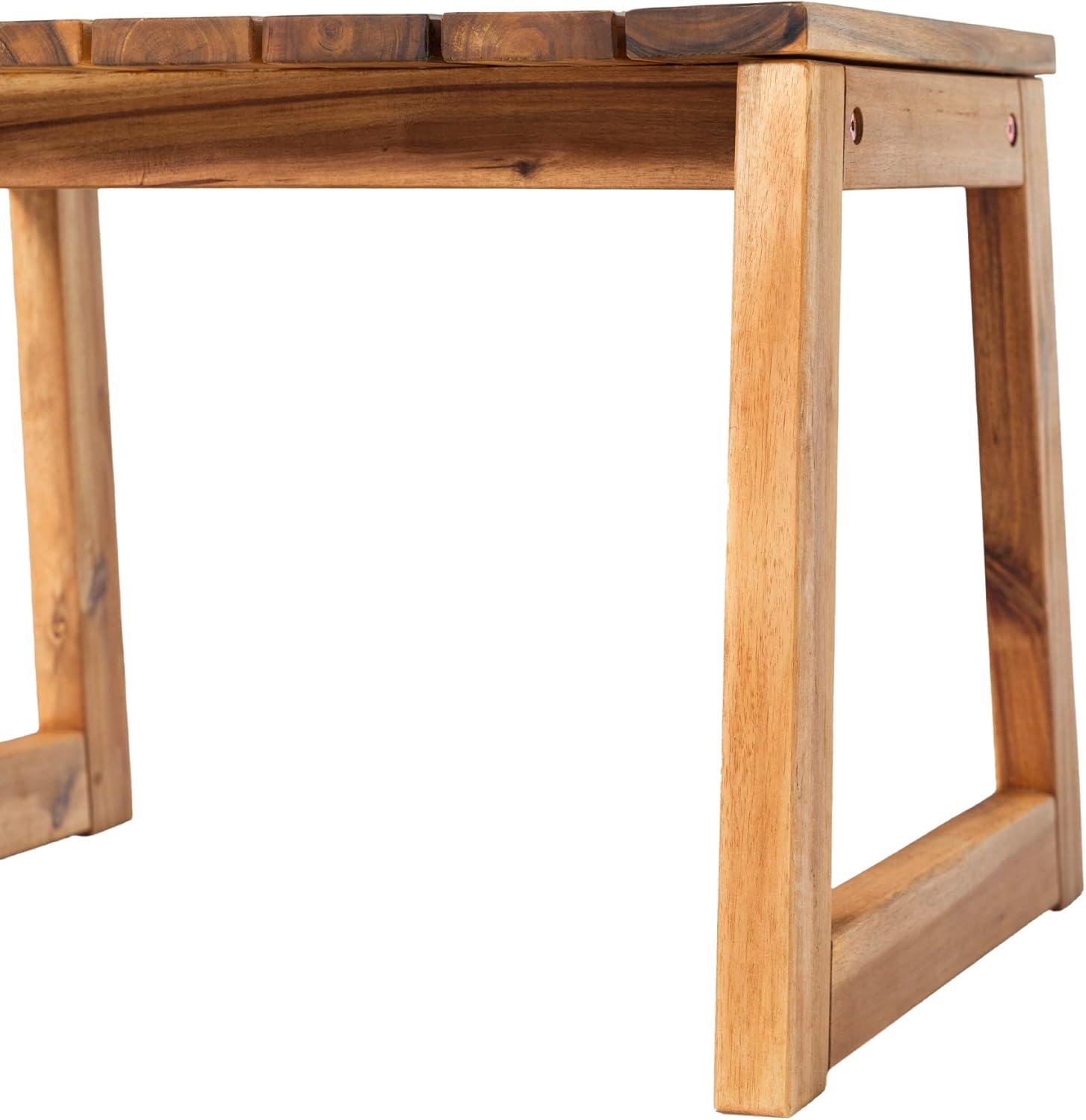 Natural Acacia Wood Slatted Outdoor Side Table