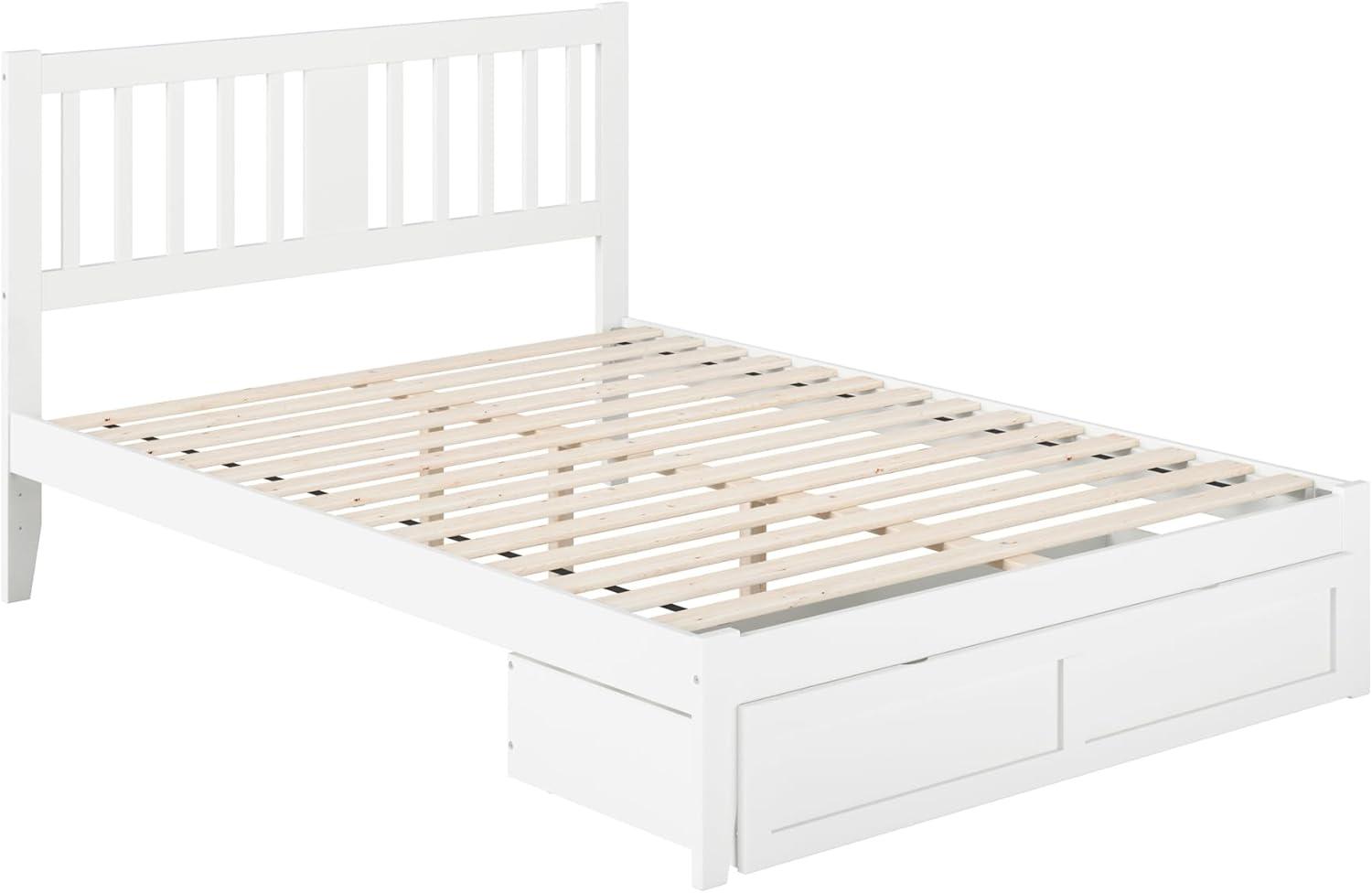 Tahoe Queen Bed with Foot Drawer and USB Turbo Charger in White