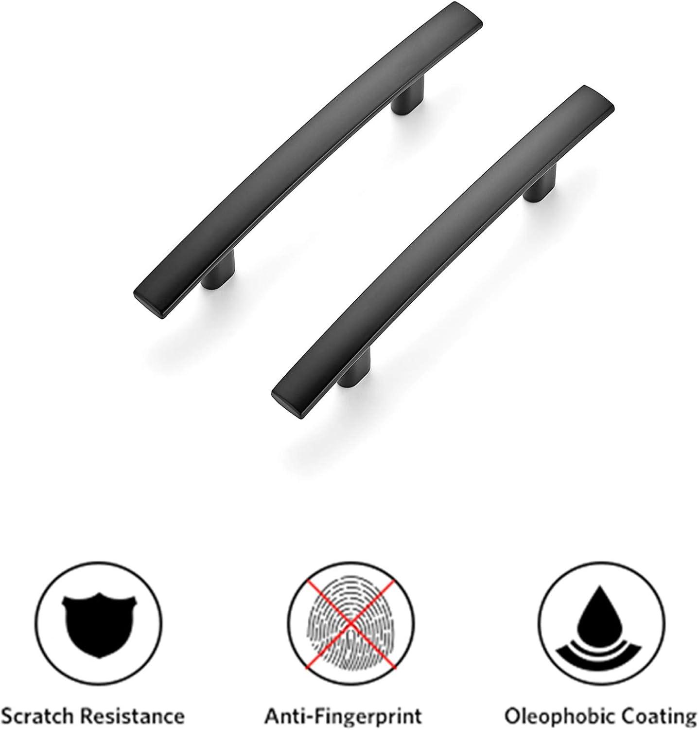 Matte Black Stainless Steel Modern Cabinet Pulls with Mounting Hardware