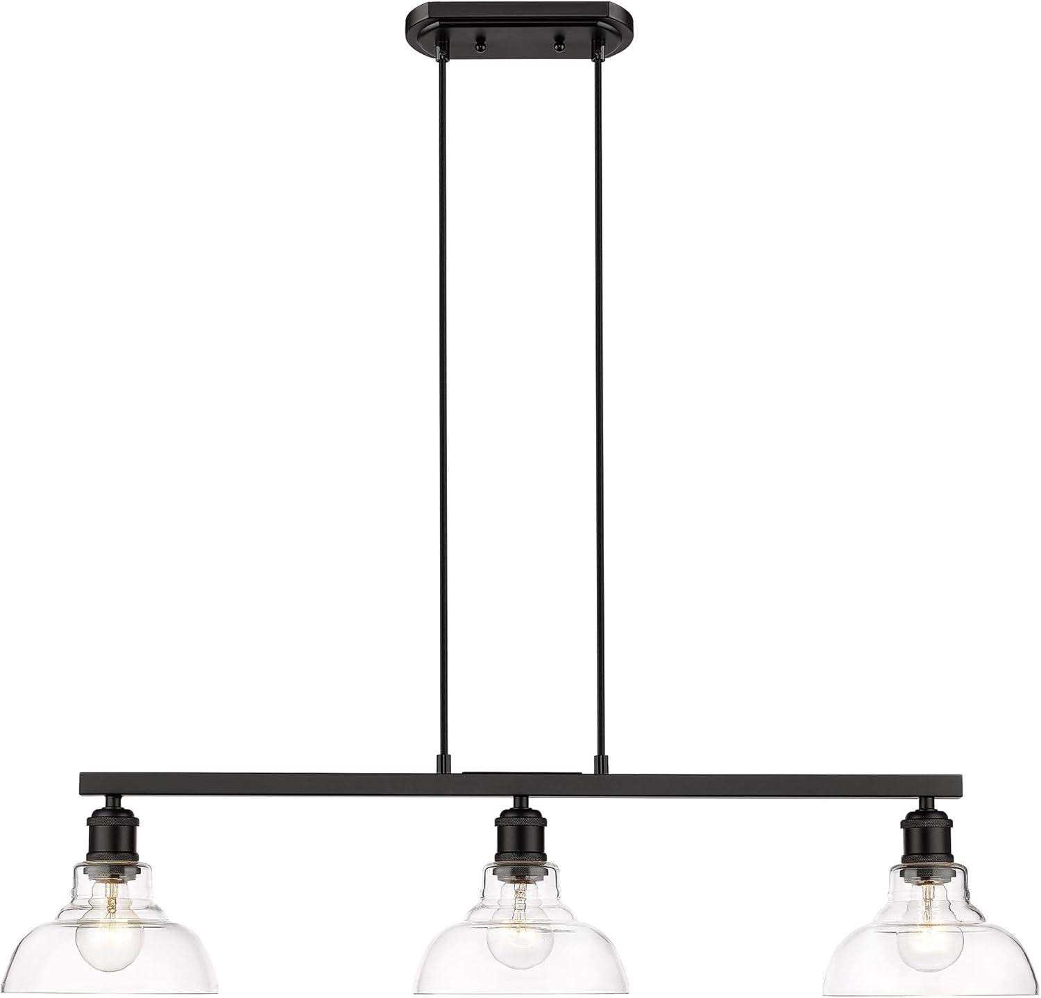 Golden Lighting Carver 3-Light Semi-flush in Matte Black with Clear Glass