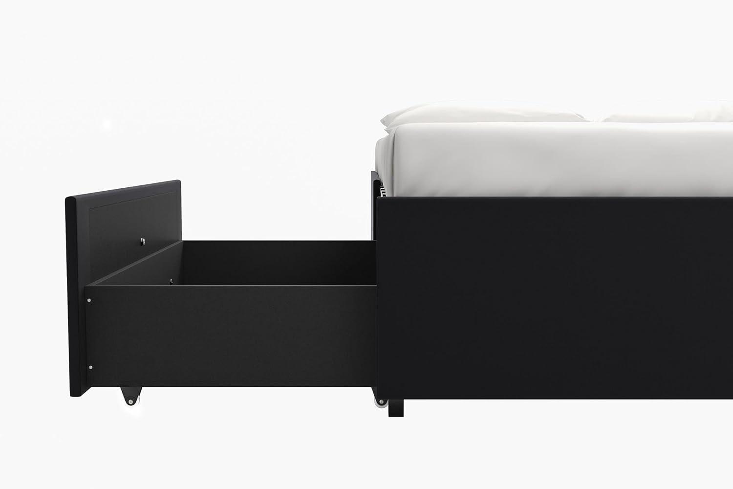 DHP Maven Platform Bed with Storage, Queen, Black Faux Leather