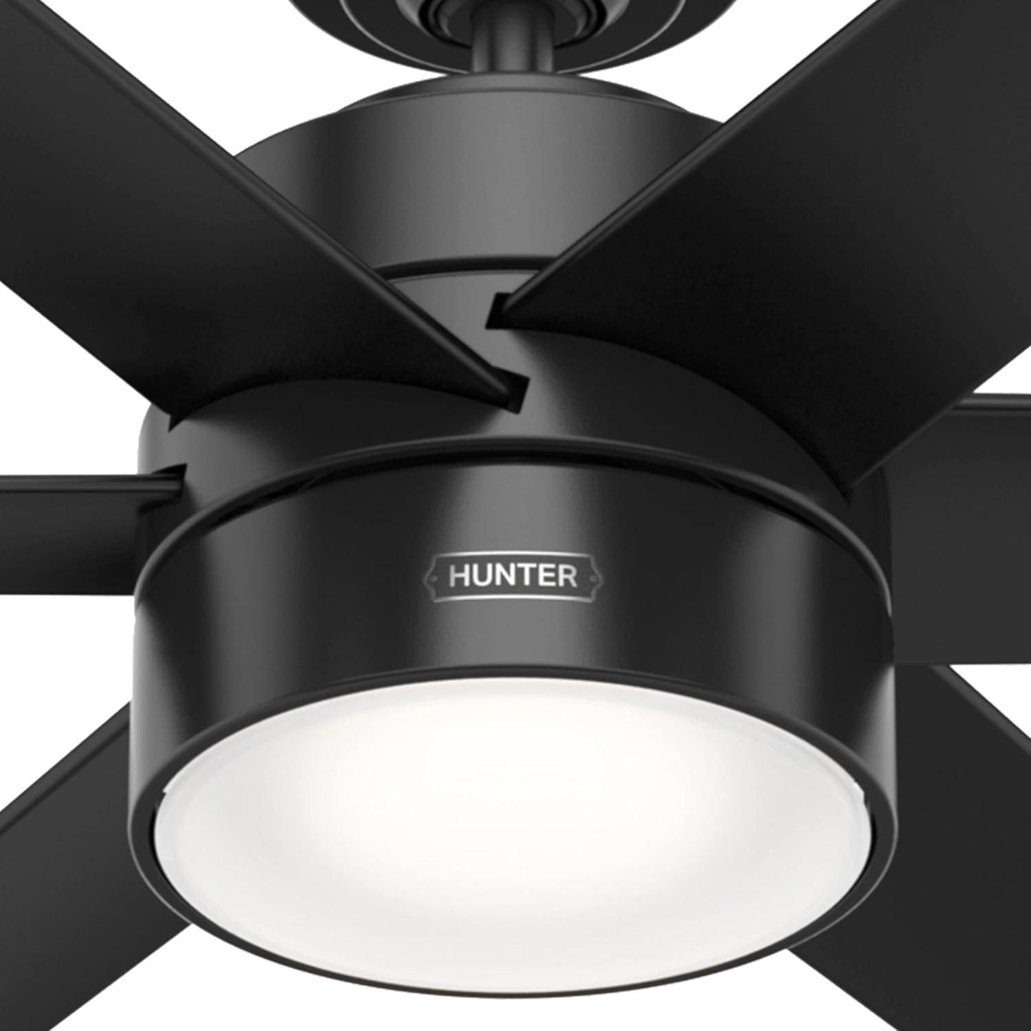 Hunter Fan 72" Solaria Outdoor Matte Black Ceiling Fan with LED Light and Handheld Remote