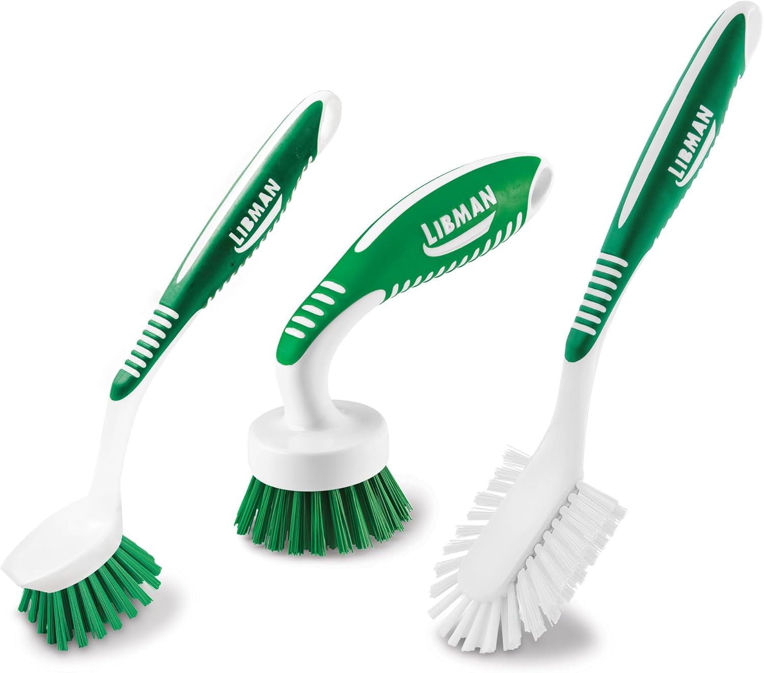 Libman Scrub Brush Kit | for Grout, Tile, Bathroom, Carpet, Kitchen, and Household Messes | Strong Fibers for Tough Cleaning