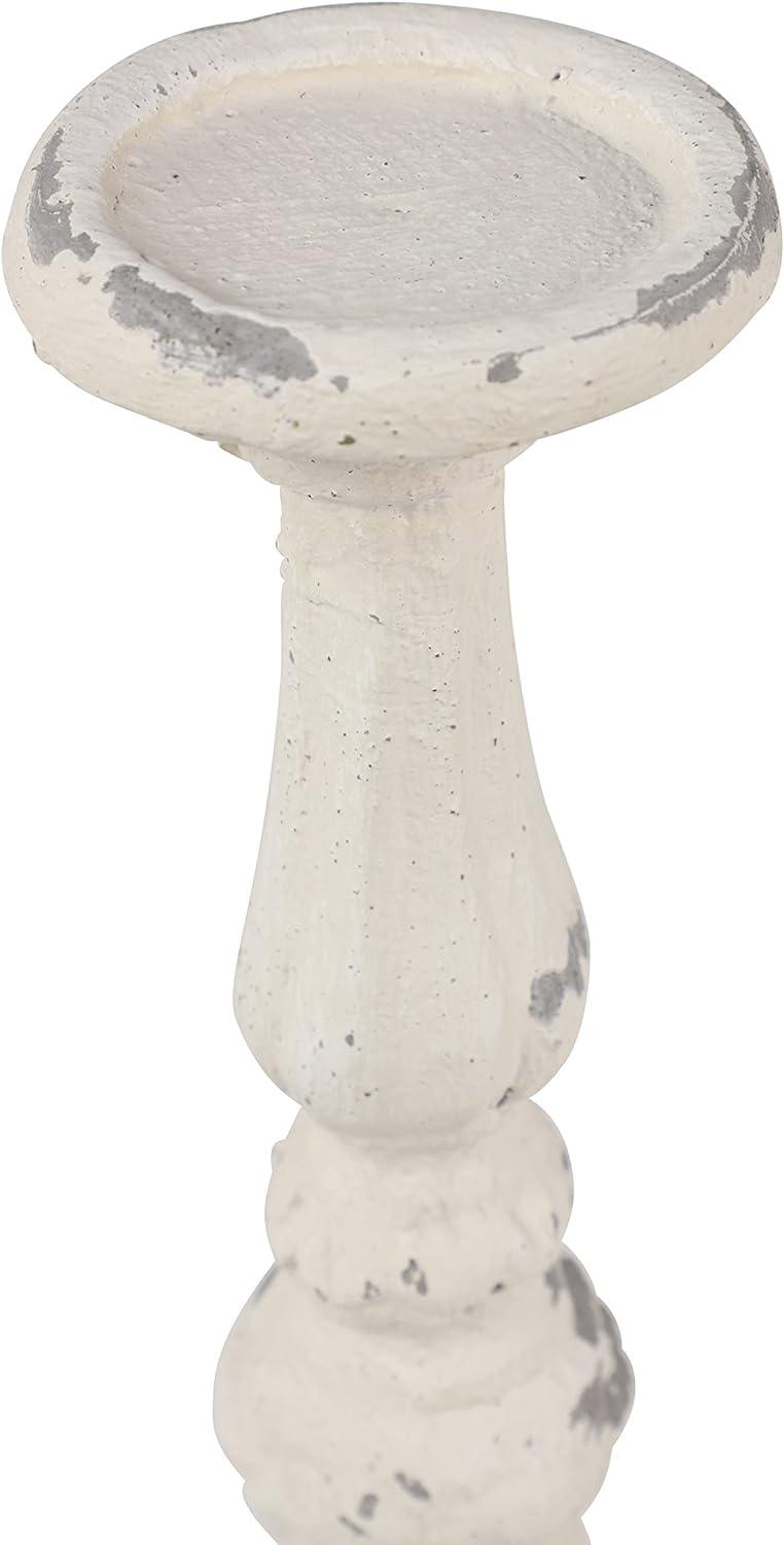Elegant Vintage White Ceramic 20" Candlestick Holder