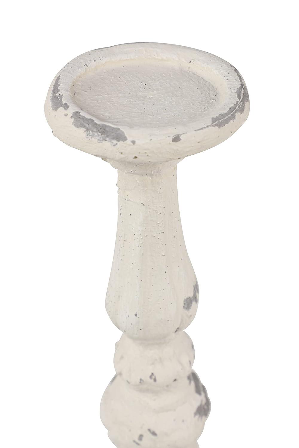 DecMode 7"W, 20"H Vintage Candlestick, White, 1 - Piece