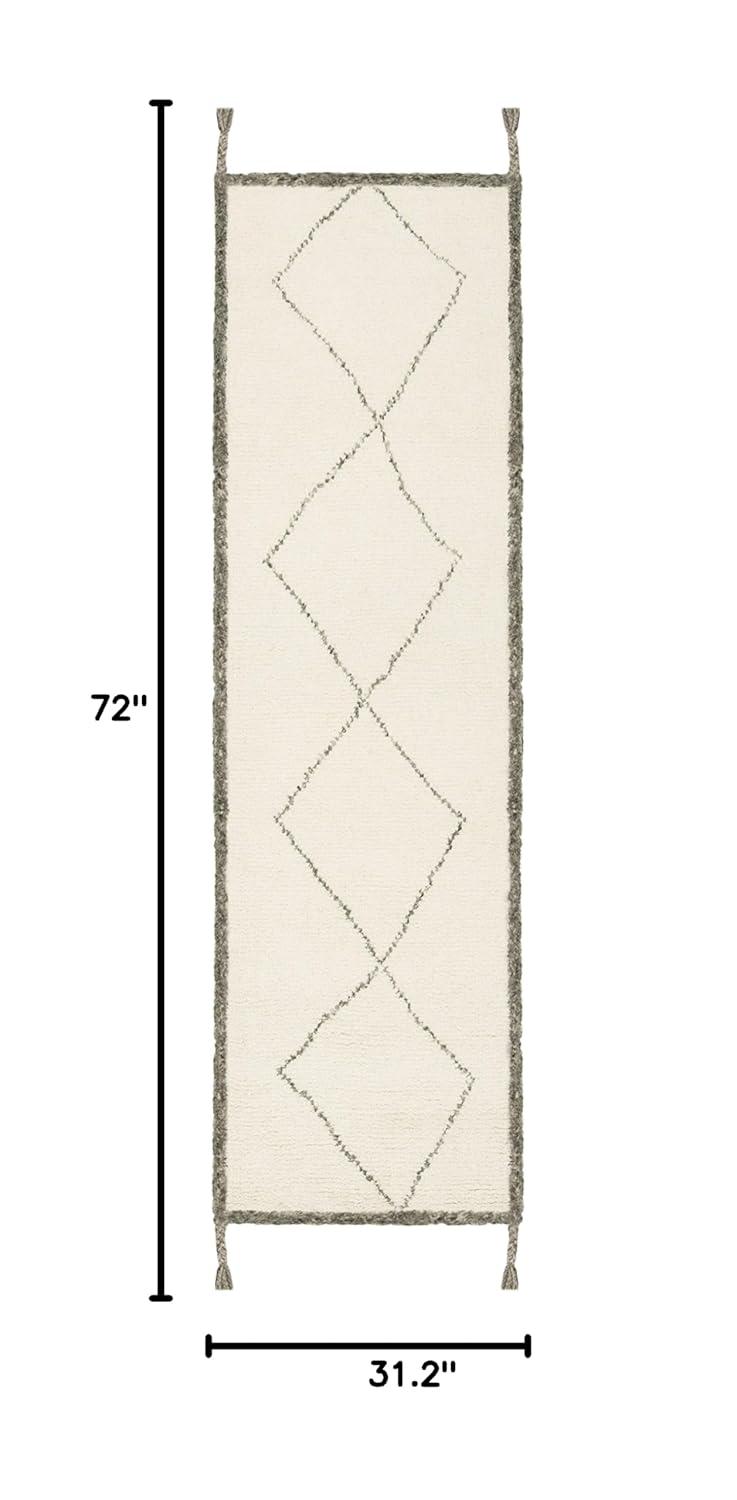 Casablanca CSB911 Hand Tufted Indoor Runner Rug - Ivory/Charcoal - 2'6"x6' - Safavieh