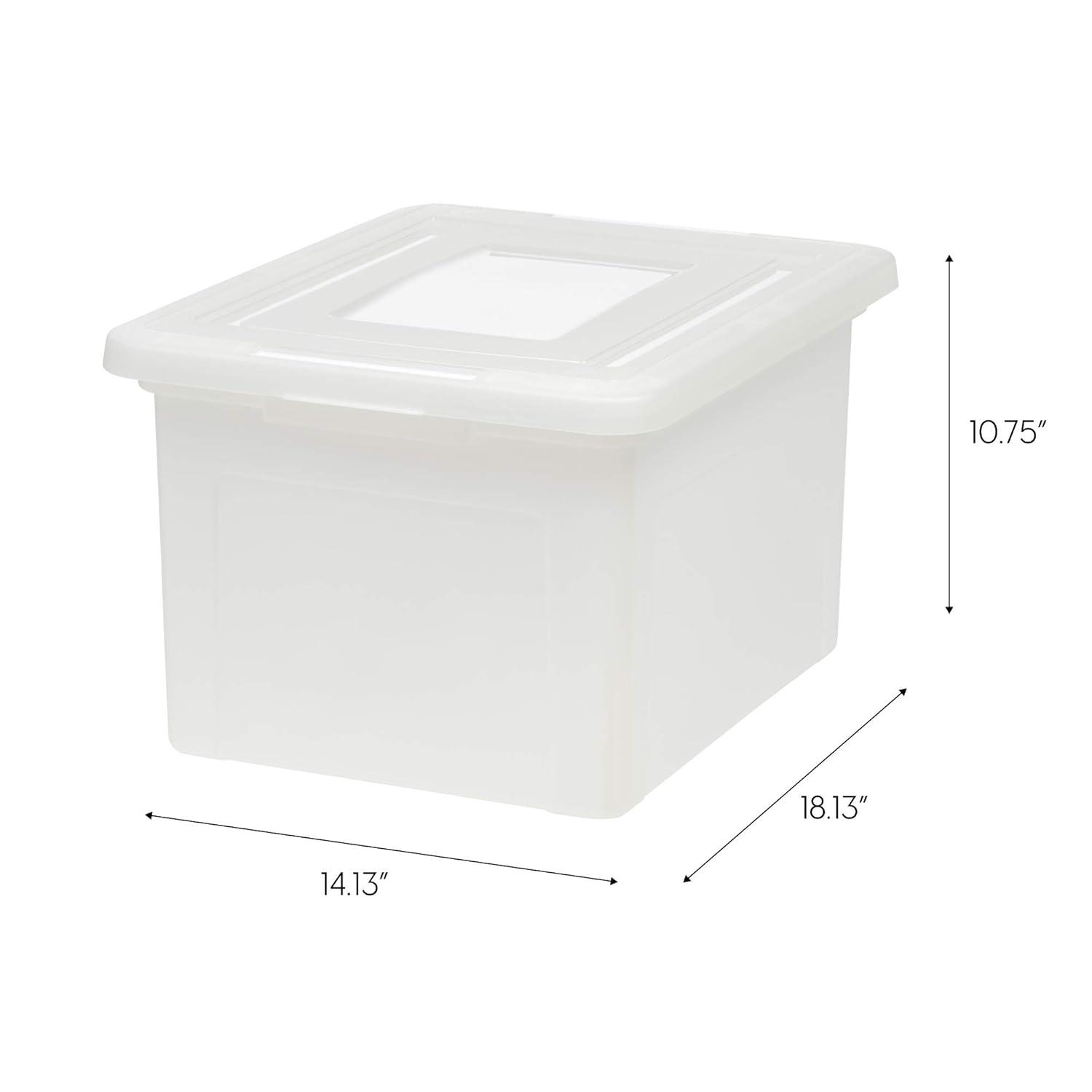 IRIS USA 35 Qt. 4Pack File Box File Organizer Plastic File Box for Letter/Legal File, BPA-Free Plastic Storage Bin Tote Organizer with Durable, Pearl