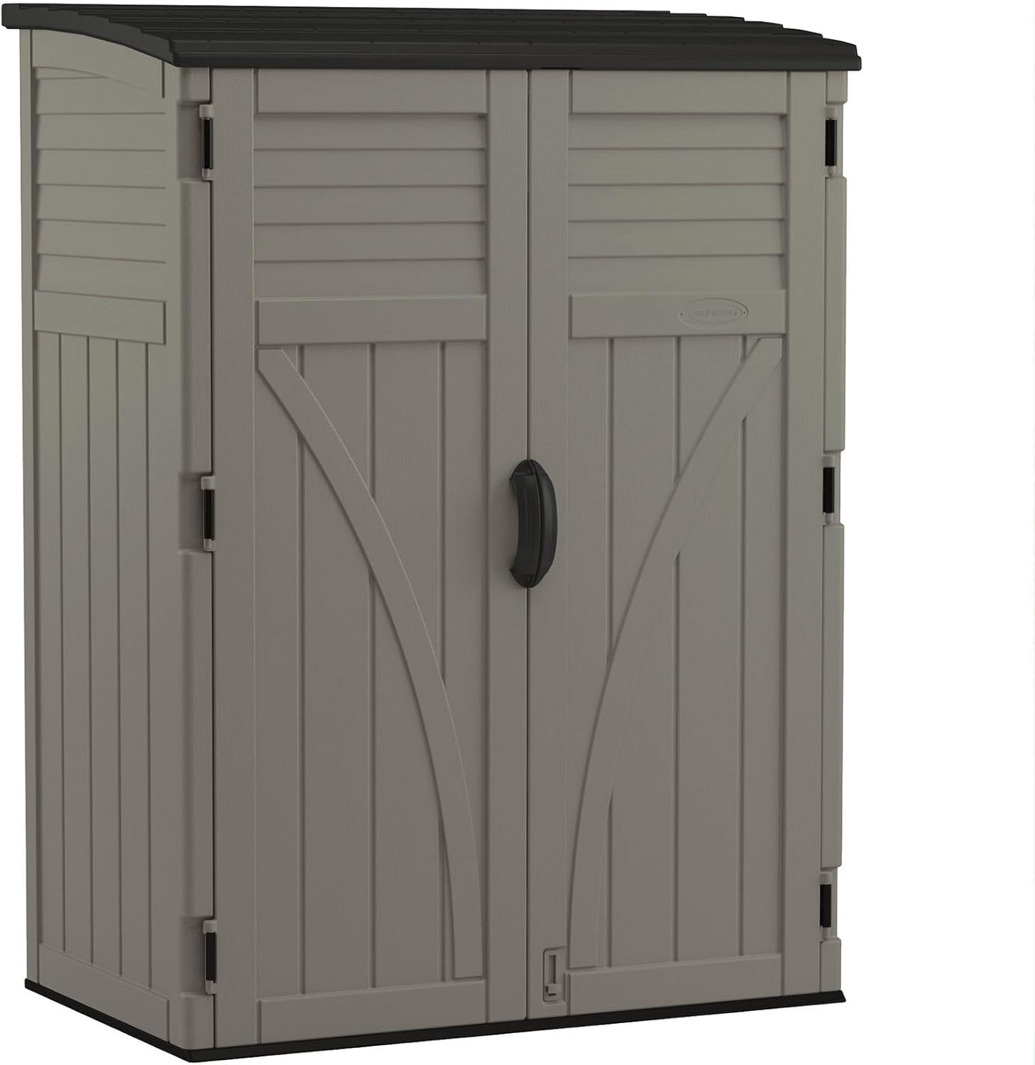 Stoney Gray Resin Vertical Storage Shed with Shelving