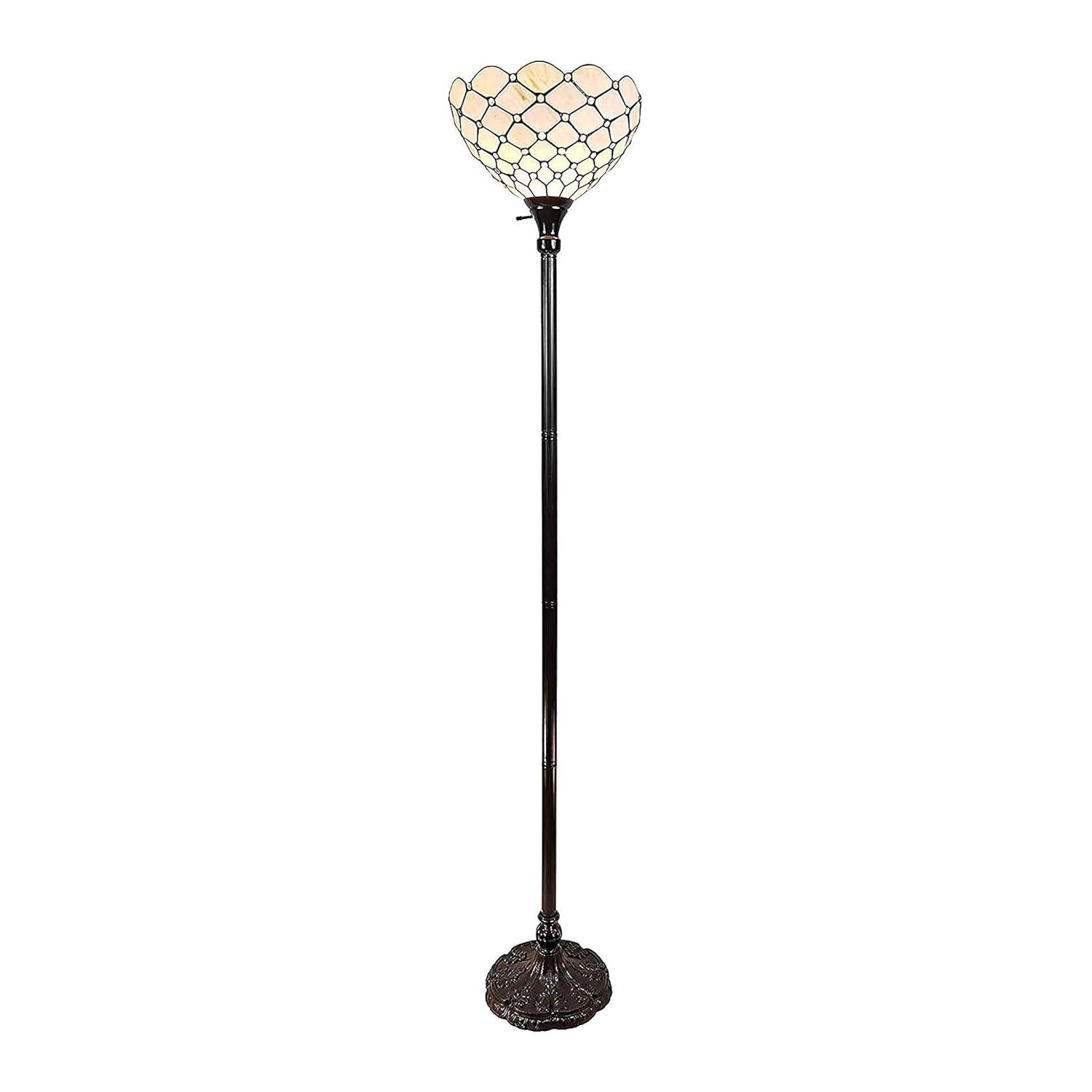 Tiffany Style Jeweled Torchiere Floor Lamp - 72" Tall