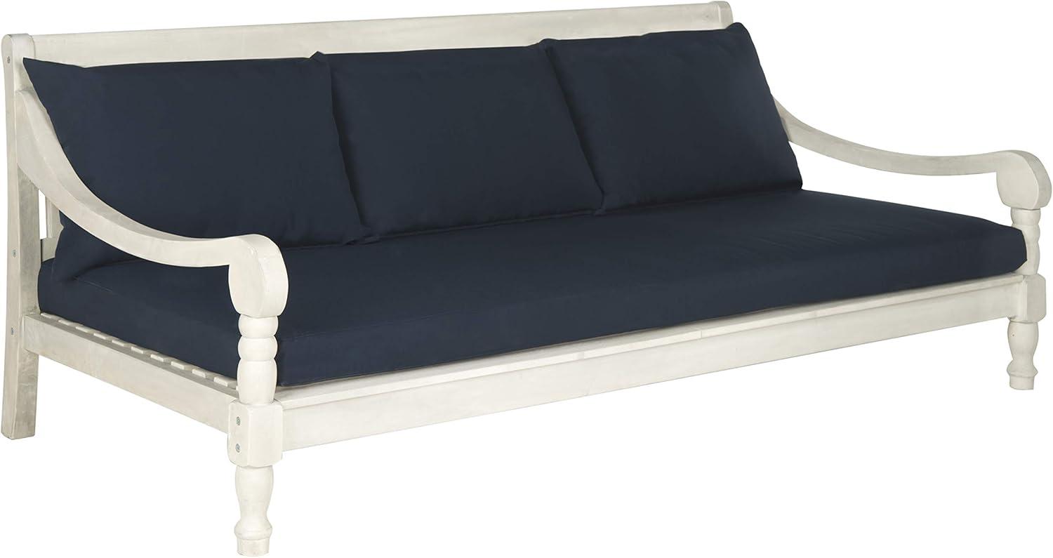 SAFAVIEH  OUTDOOR Pasadena Day Bed Antique White / Navy