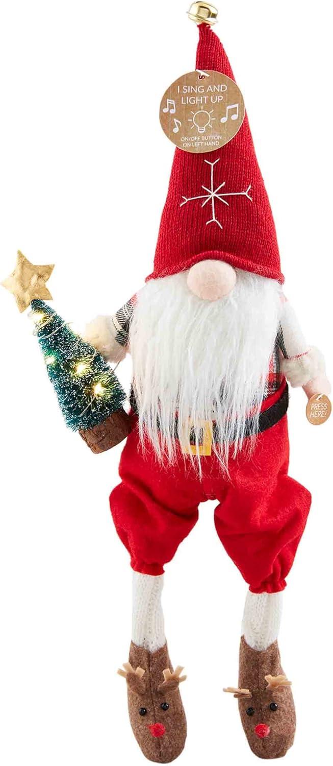 Festive Singing and Light-Up Christmas Gnome with Tree