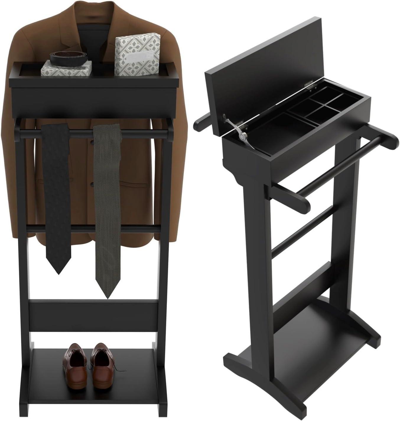 Lark Manor™ Portable Garment Rack Clothes Valet Stand With Storage Organizer Table Entryway Organizer Garment Rack