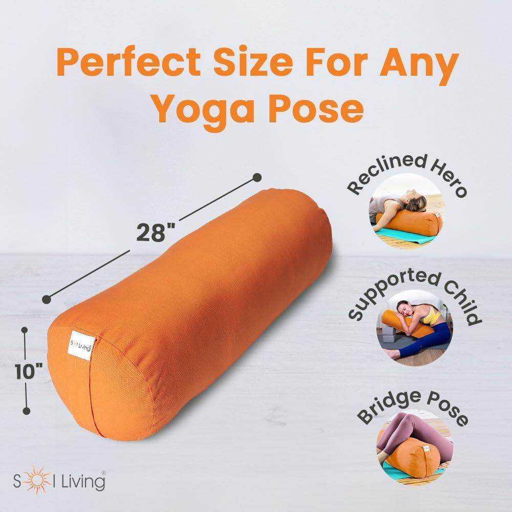 Orange Cotton Cylindrical Yoga Bolster Pillow for Kids