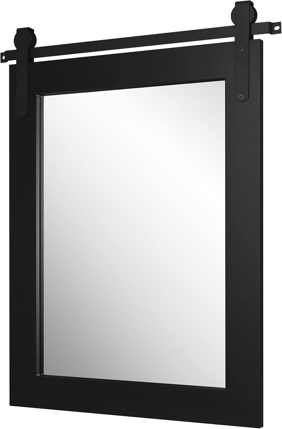 Farmhouse Black Wood Rectangular Bathroom Mirror 28" x 22"