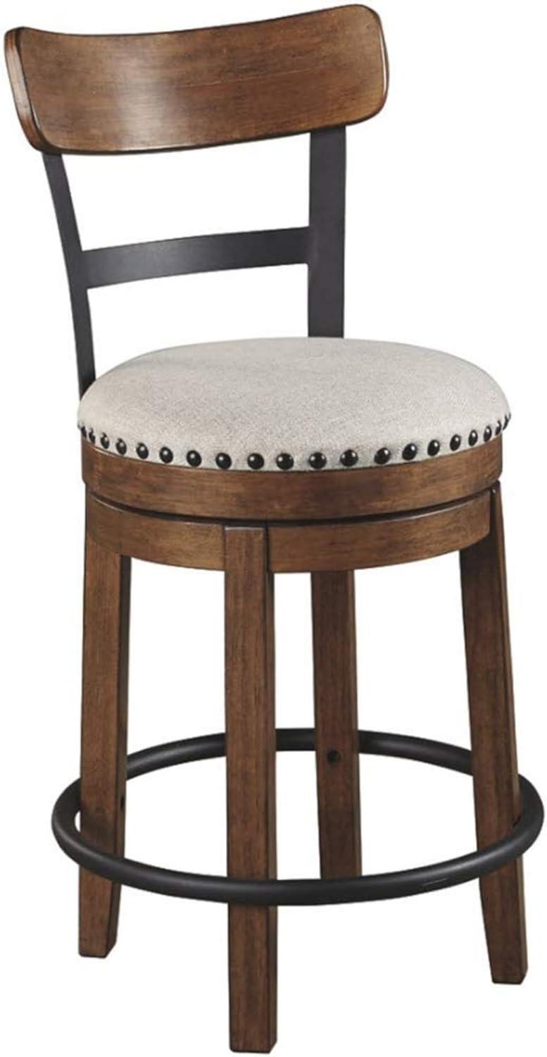 Signature Design by Ashley Valebeck Upholstered Swivel Counter Height Barstool Brown: Polyester, Wood Frame, Fixed Height