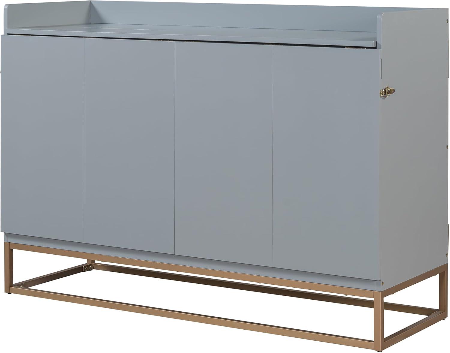 Harper & Bright Designs Queen Size Murphy Bed, Wooden Queen Wall Bed Frame with Iron Legs, Modern Design, Gray