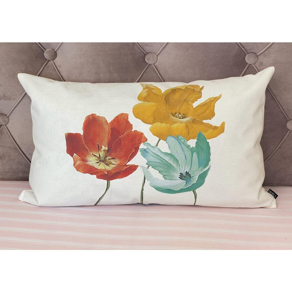 Floral Cotton Linen Rectangular Throw Pillow Case