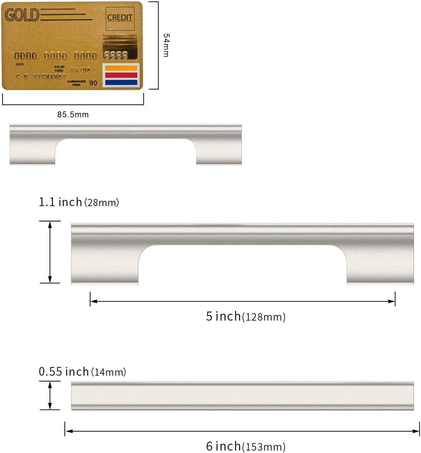 Amerdeco 10 Pack Brushed Satin Nickel Cabinet Pulls - 5 Inch(128MM) Hole Centers Kitchen Handles for Cabinets and Cupboards - ZH0060