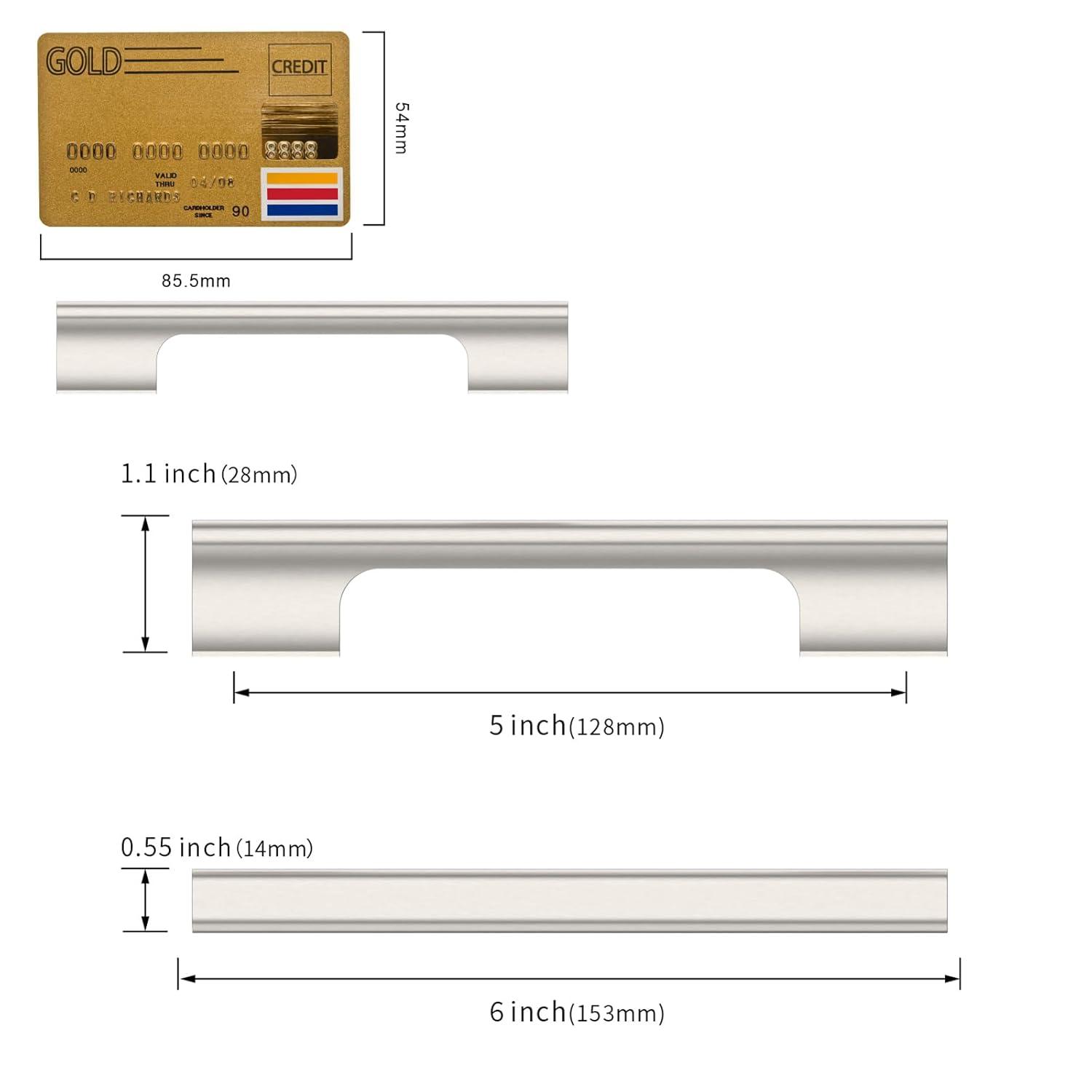 Amerdeco 10 Pack Brushed Satin Nickel Cabinet Pulls - 5 Inch(128MM) Hole Centers Kitchen Handles for Cabinets and Cupboards - ZH0060
