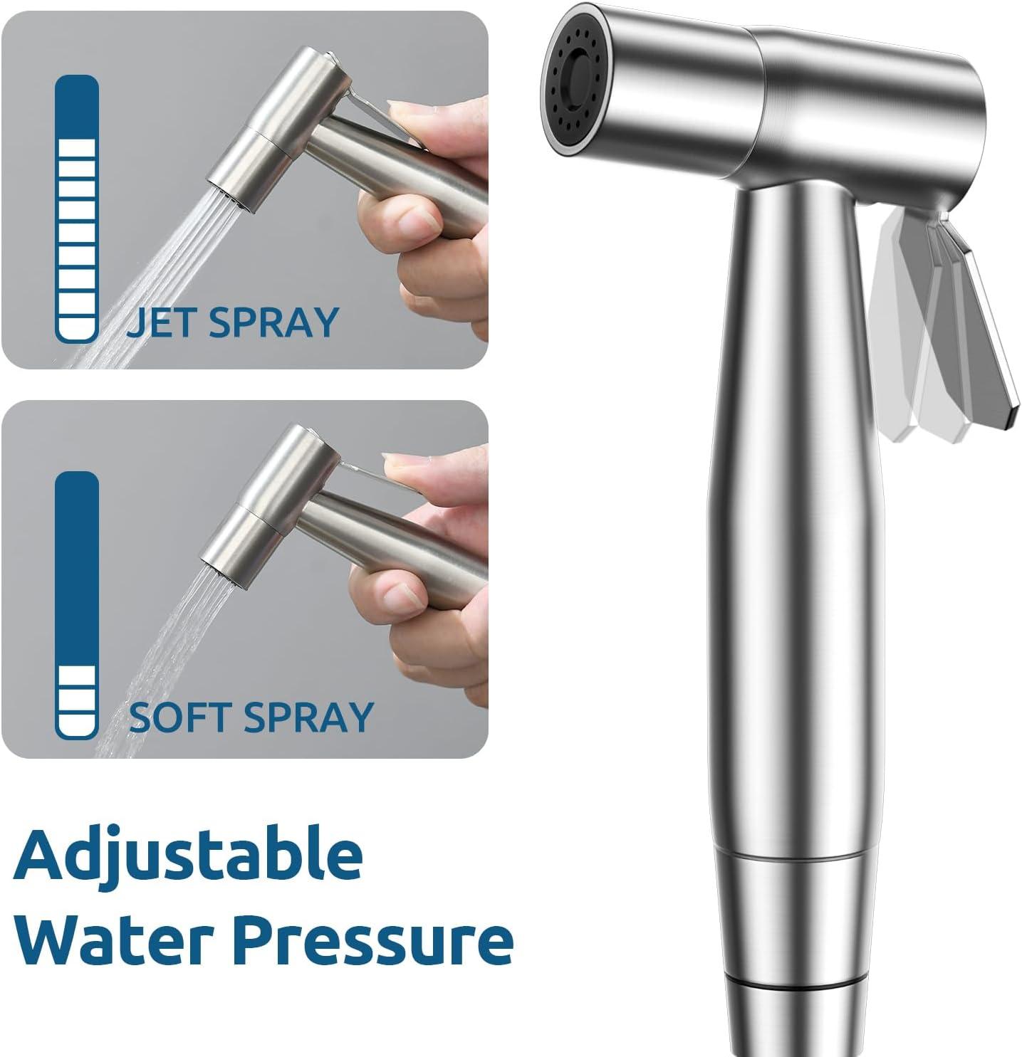 Handheld Bidet Sprayer for Toilet, Muslim Shower Water Jet Spray for Toilet, Bidet Faucet Cloth Diaper Sprayer for Baby Wash, Adjustable Water Pressure with Bidet Hose for Feminine Wash