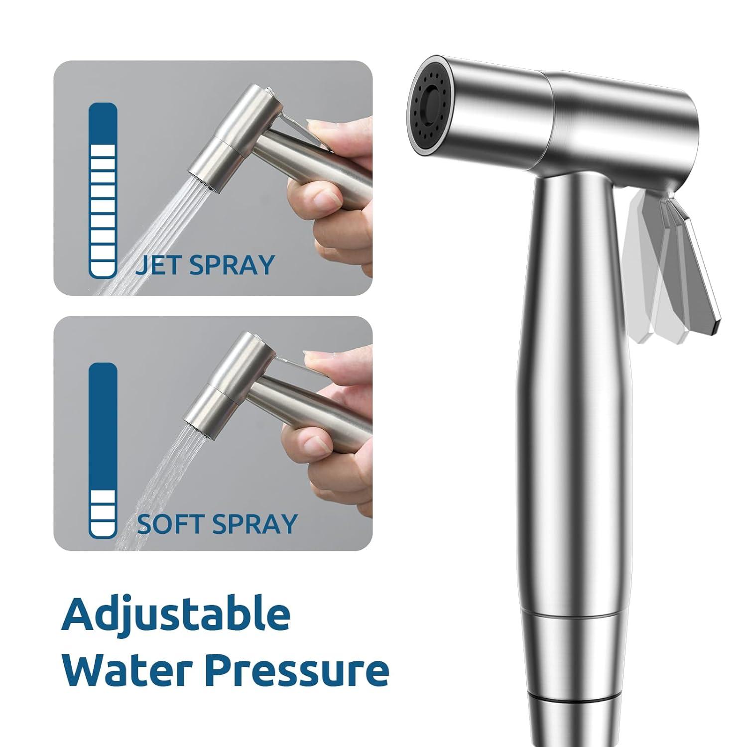 Handheld Bidet Sprayer for Toilet, Muslim Shower Water Jet Spray for Toilet, Bidet Faucet Cloth Diaper Sprayer for Baby Wash, Adjustable Water Pressure with Bidet Hose for Feminine Wash