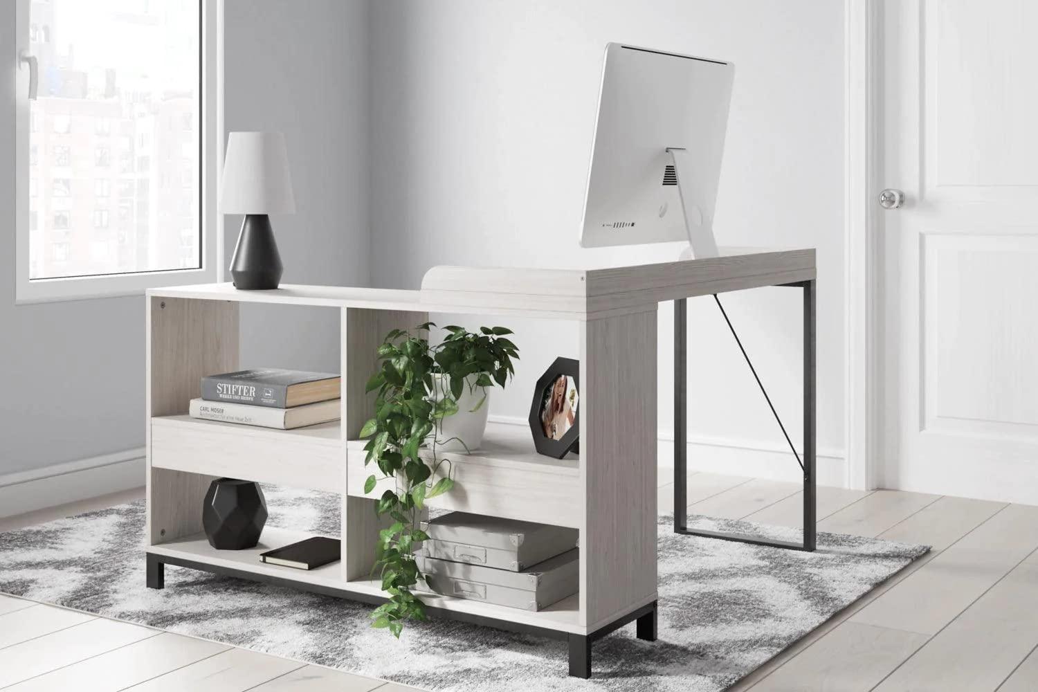 Signature Design by Ashley Contemporary Yarlow Home Office L-Desk, Black