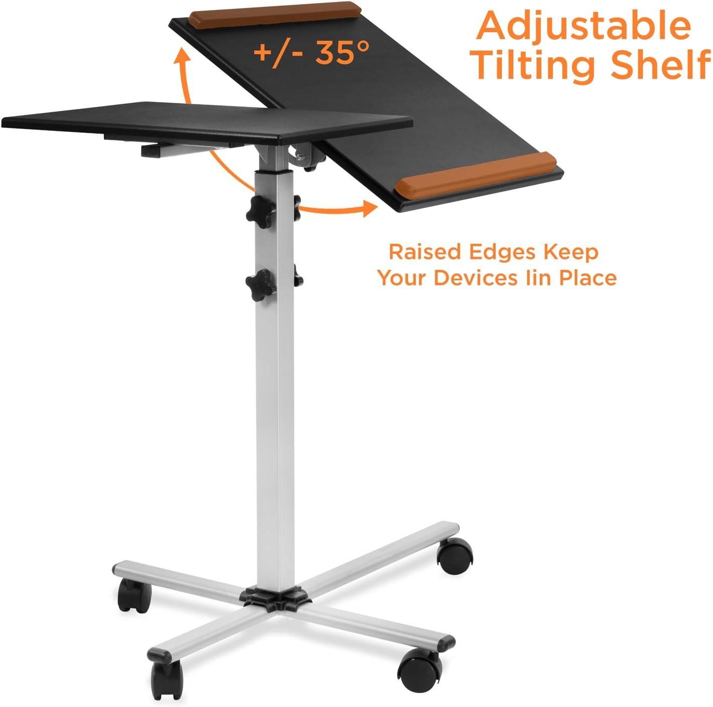 Mount-It! Rolling Laptop Tray and Projector Cart, Height Adjustable Presentation Cart with Wheels