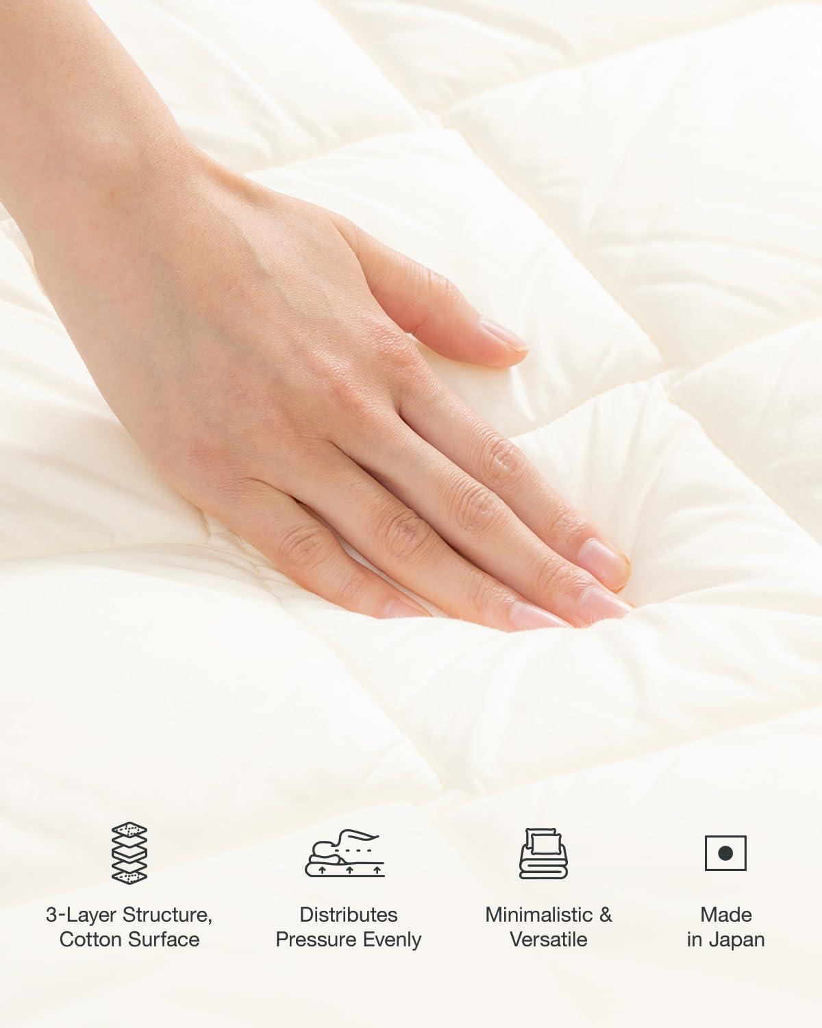 FULI Japanese Futon Floor Mattress, Foldable & Portable Shiki Futon Shikibuton (White, Twin)